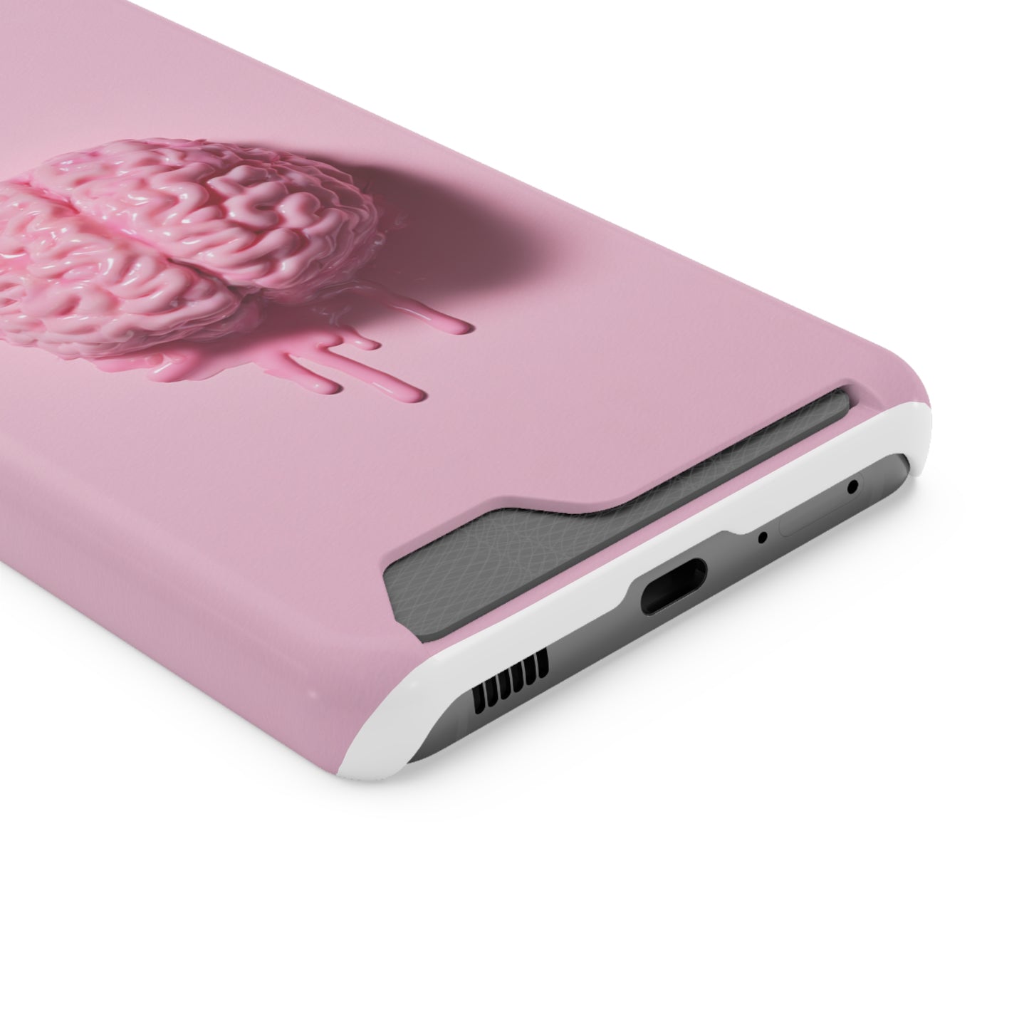 Brain Design Phone Case With Card Holder, Cute Tech Accessory, Unique Gift for Students, Stylish Phone Protection, Valentine's Day, Birthday