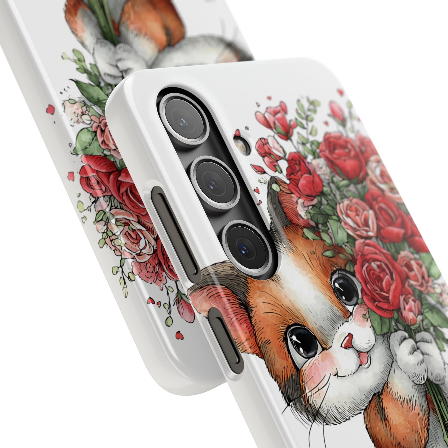 Cute Cat Snap Case with Floral Design, Pet Lovers Gift, Phone Protector for Valentine's Day, Cute Kitty Case, Animal Art Cover