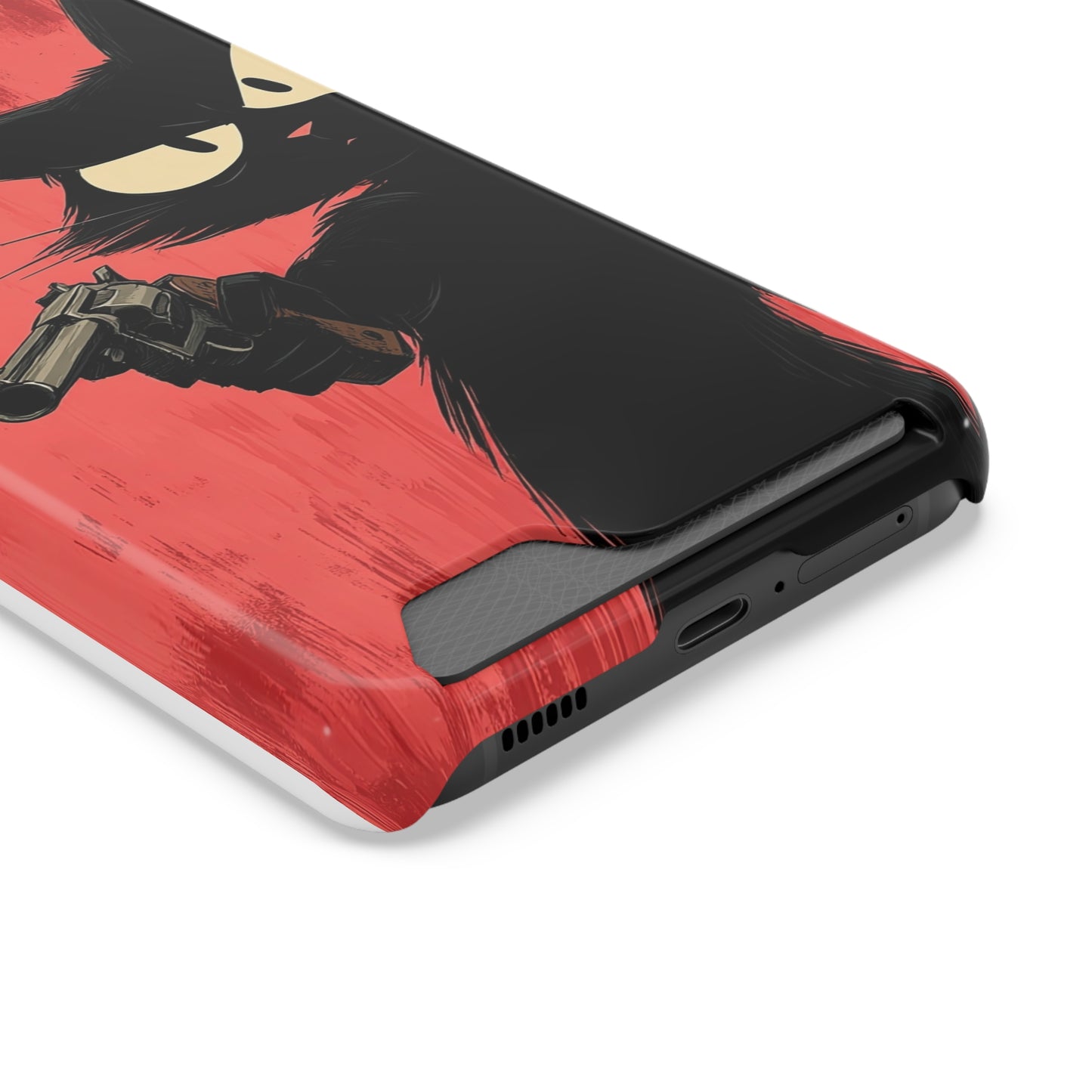 Stylish Catfather Phone Case with Card Holder - Cartoon Cat Art, Cat Lovers Gift, Functional Phone Accessory, Perfect for Any Occasion