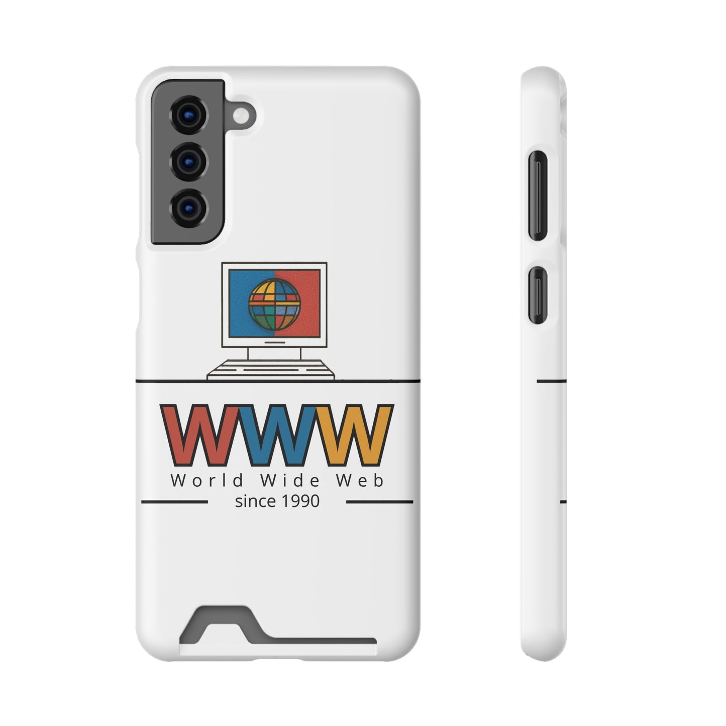 Retro Phone Case with Card Holder - World Wide Web Design, Geek Gift, Tech Accessory, Vintage Style, Personalized Phone Cover