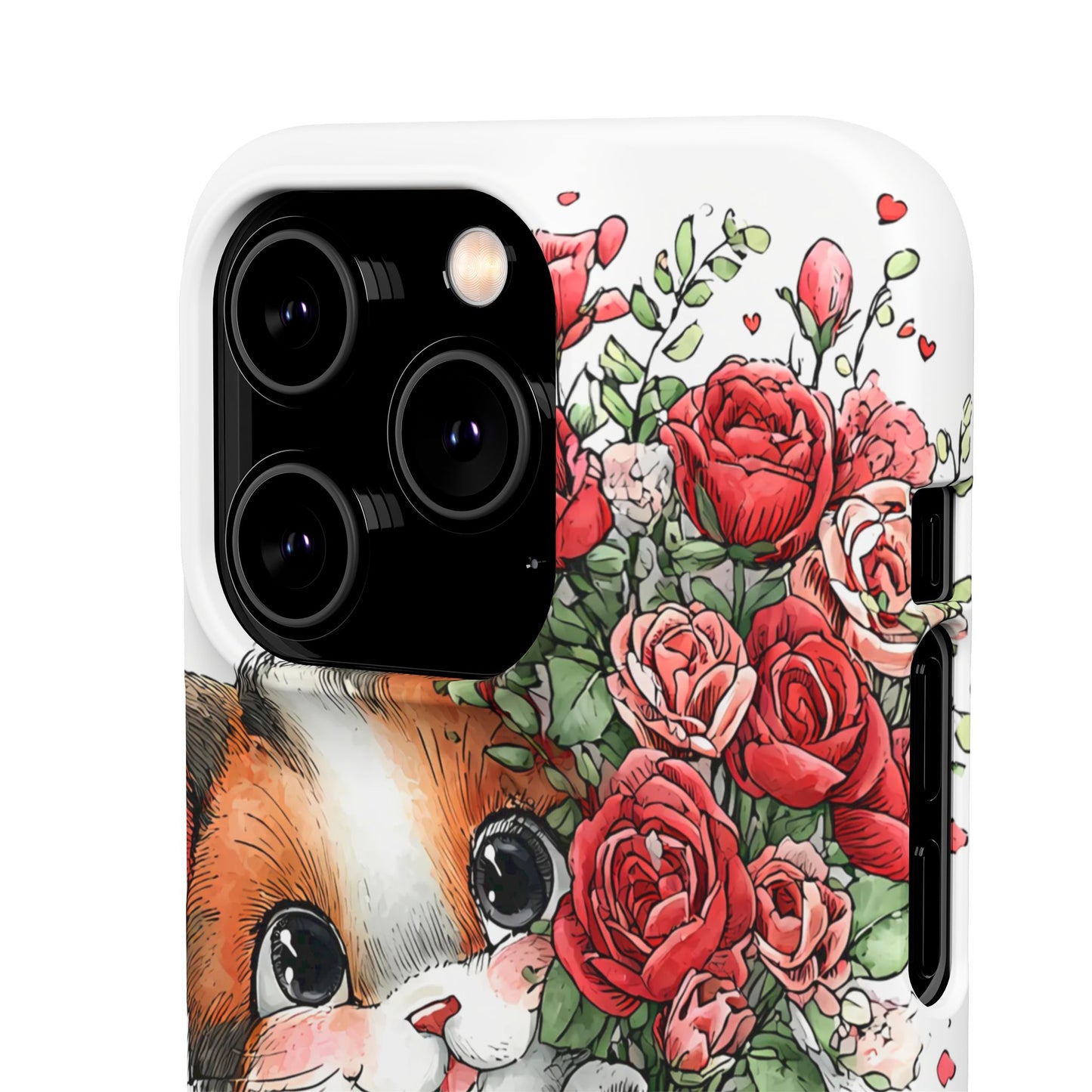 Cute Cat Snap Case with Floral Design, Pet Lovers Gift, Phone Protector for Valentine's Day, Cute Kitty Case, Animal Art Cover