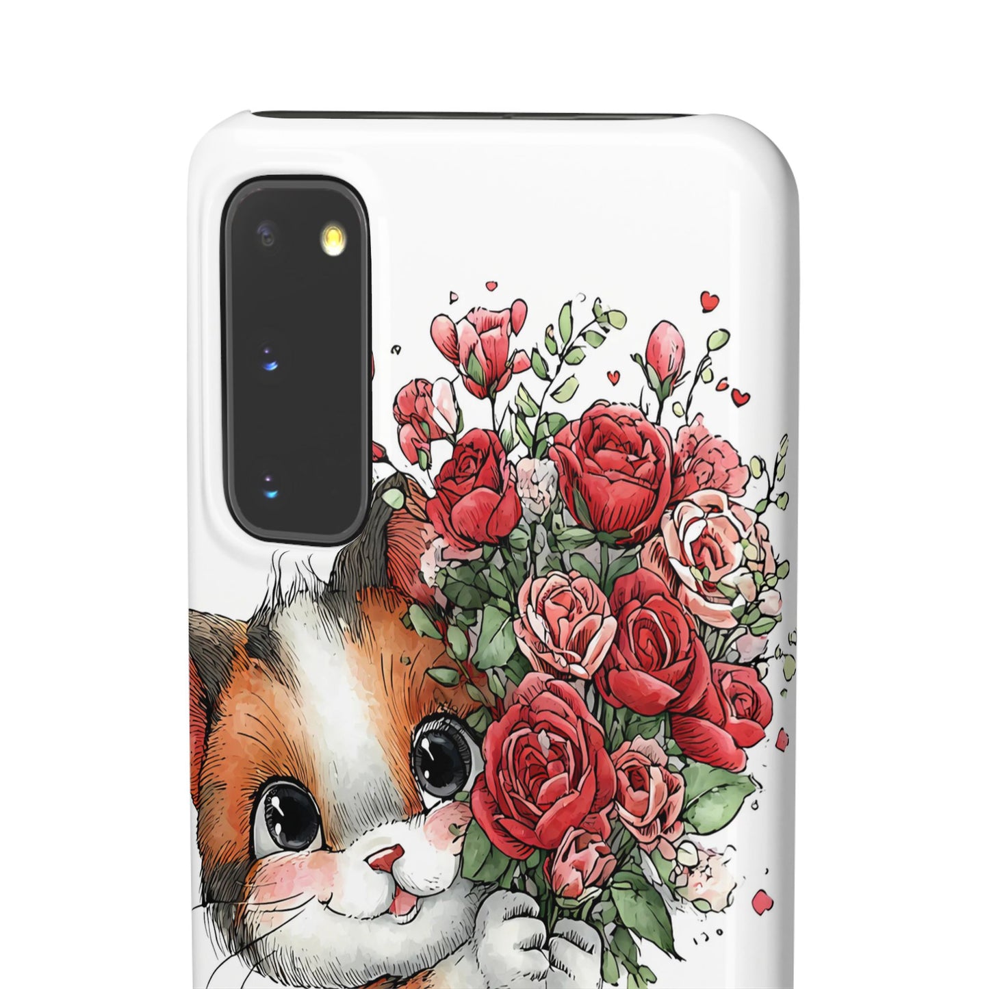 Cute Cat Snap Case with Floral Design, Pet Lovers Gift, Phone Protector for Valentine's Day, Cute Kitty Case, Animal Art Cover