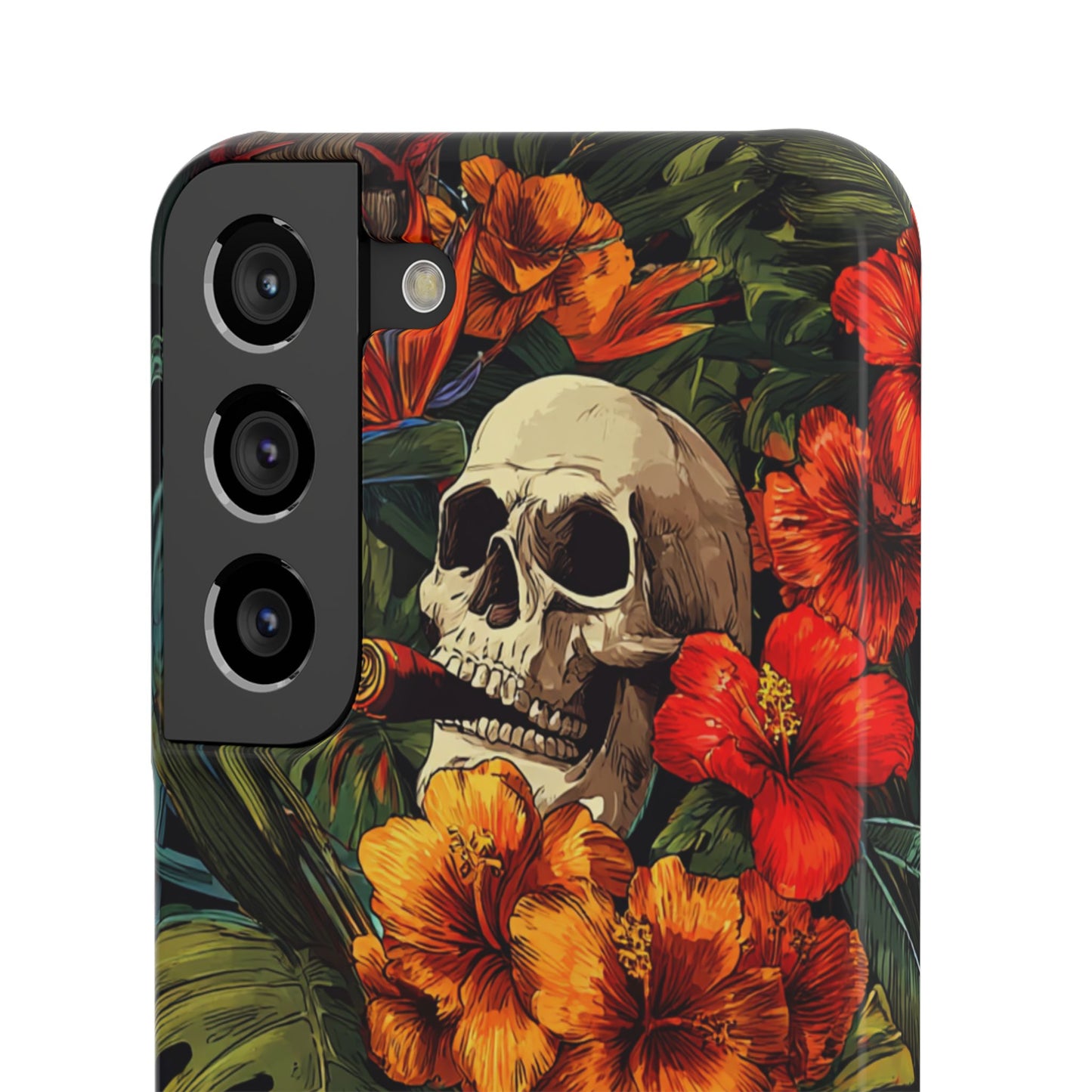 Tropical Skull Phone Case - Vibrant Floral Design, Skull Case for iPhone, Unique Tropical Art, Gift for Beach Lovers, Halloween Decor