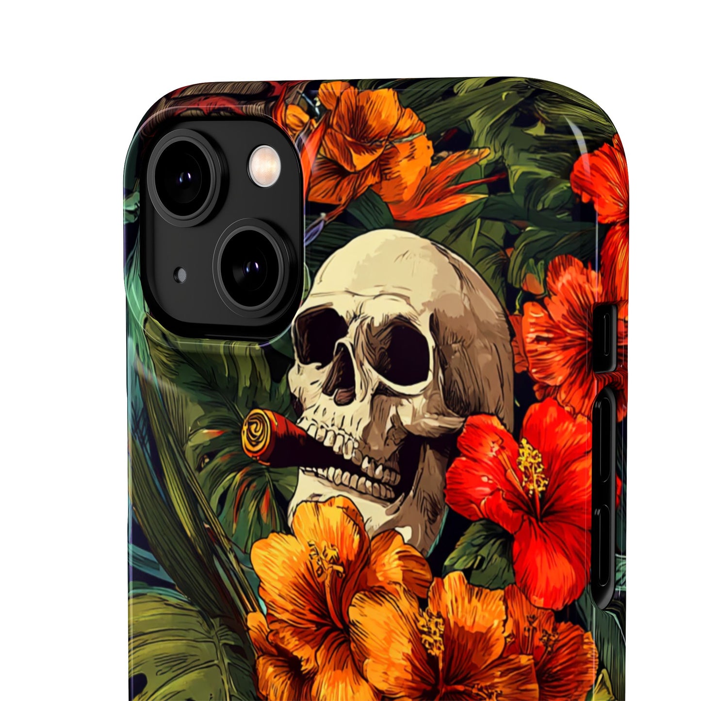 Tropical Skull Phone Case - Vibrant Floral Design, Skull Case for iPhone, Unique Tropical Art, Gift for Beach Lovers, Halloween Decor