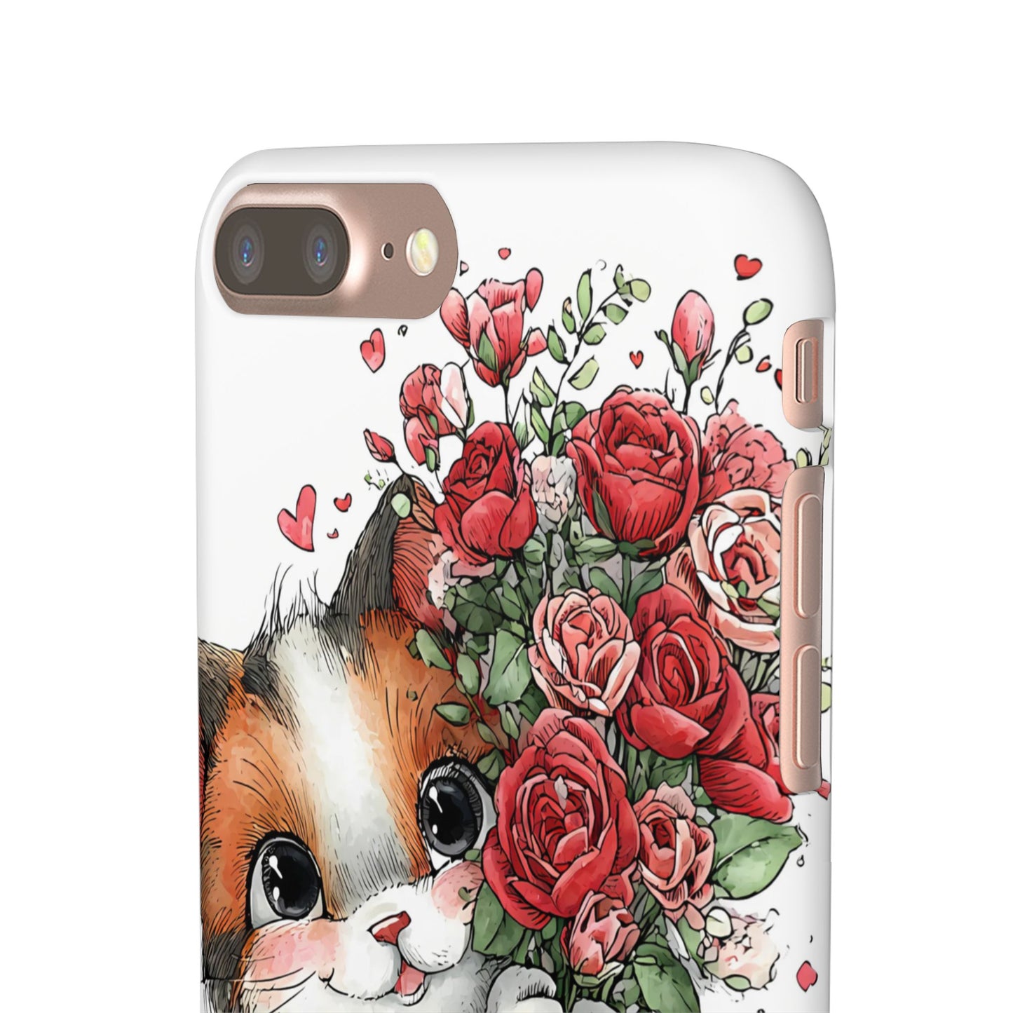 Cute Cat Snap Case with Floral Design, Pet Lovers Gift, Phone Protector for Valentine's Day, Cute Kitty Case, Animal Art Cover