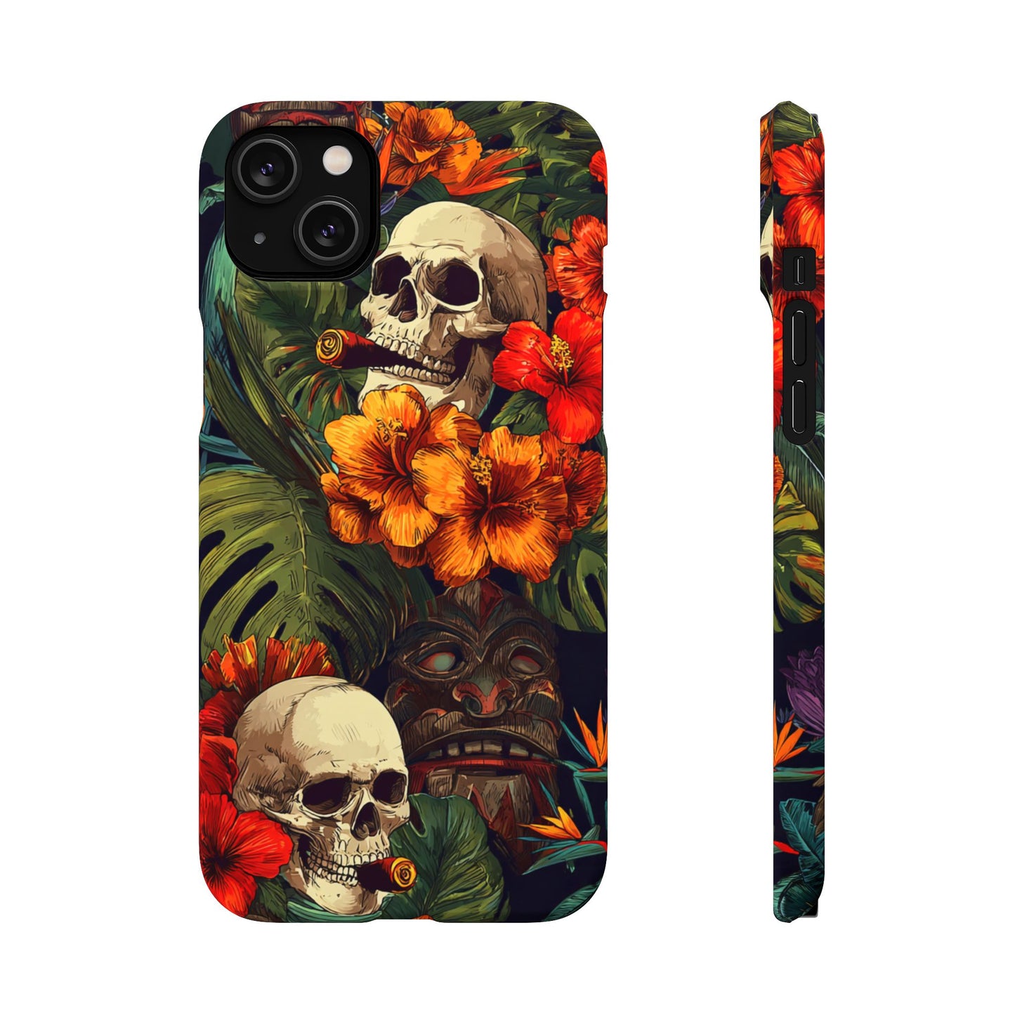 Tropical Skull Phone Case - Vibrant Floral Design, Skull Case for iPhone, Unique Tropical Art, Gift for Beach Lovers, Halloween Decor