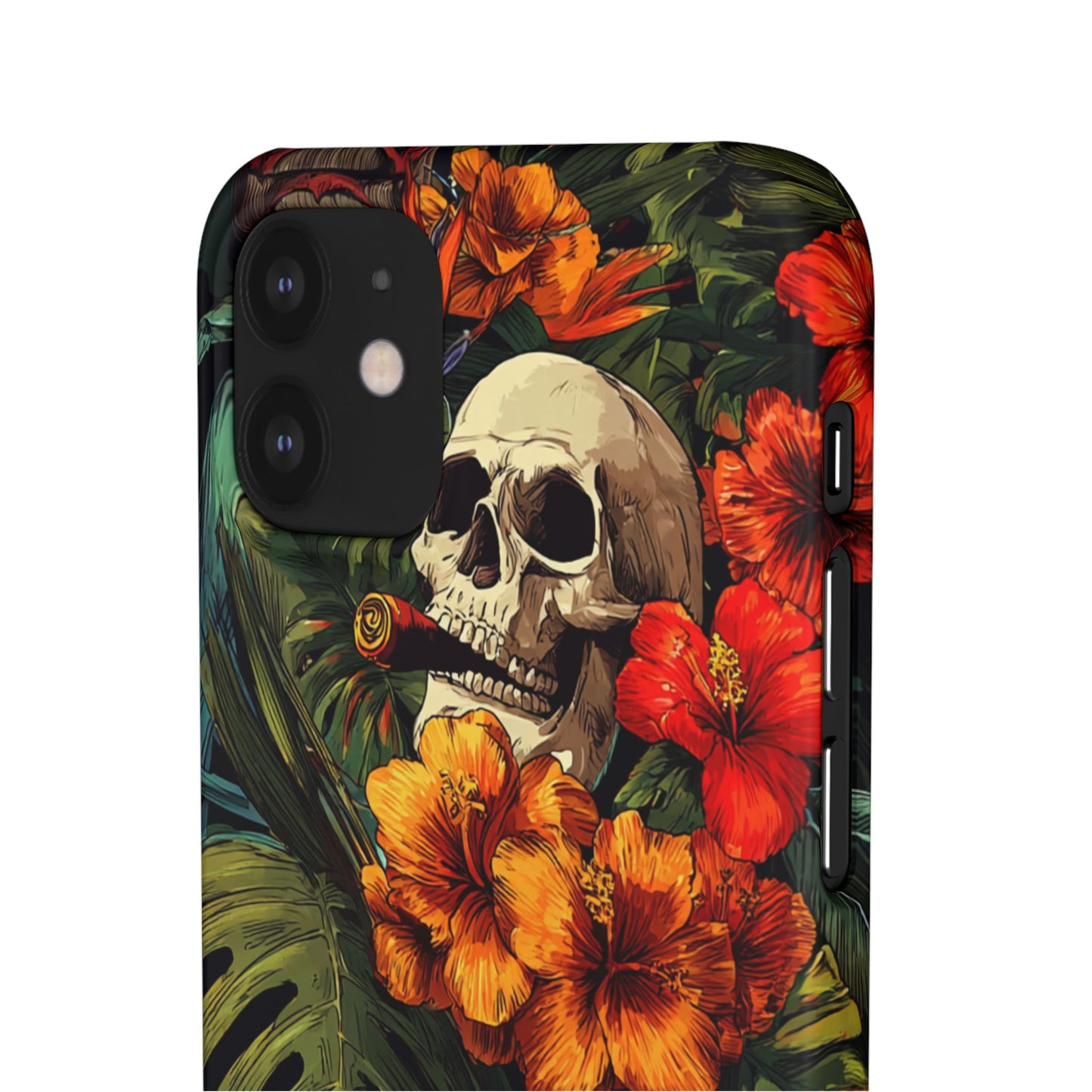 Tropical Skull Phone Case - Vibrant Floral Design, Skull Case for iPhone, Unique Tropical Art, Gift for Beach Lovers, Halloween Decor