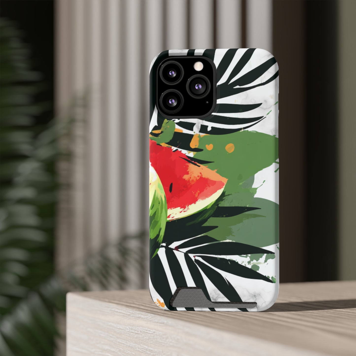 Tropical Phone Case with Card Holder, Floral Smartphone Cover, Summery Accessory, Gift for Beach Lovers, Vacation Essentials