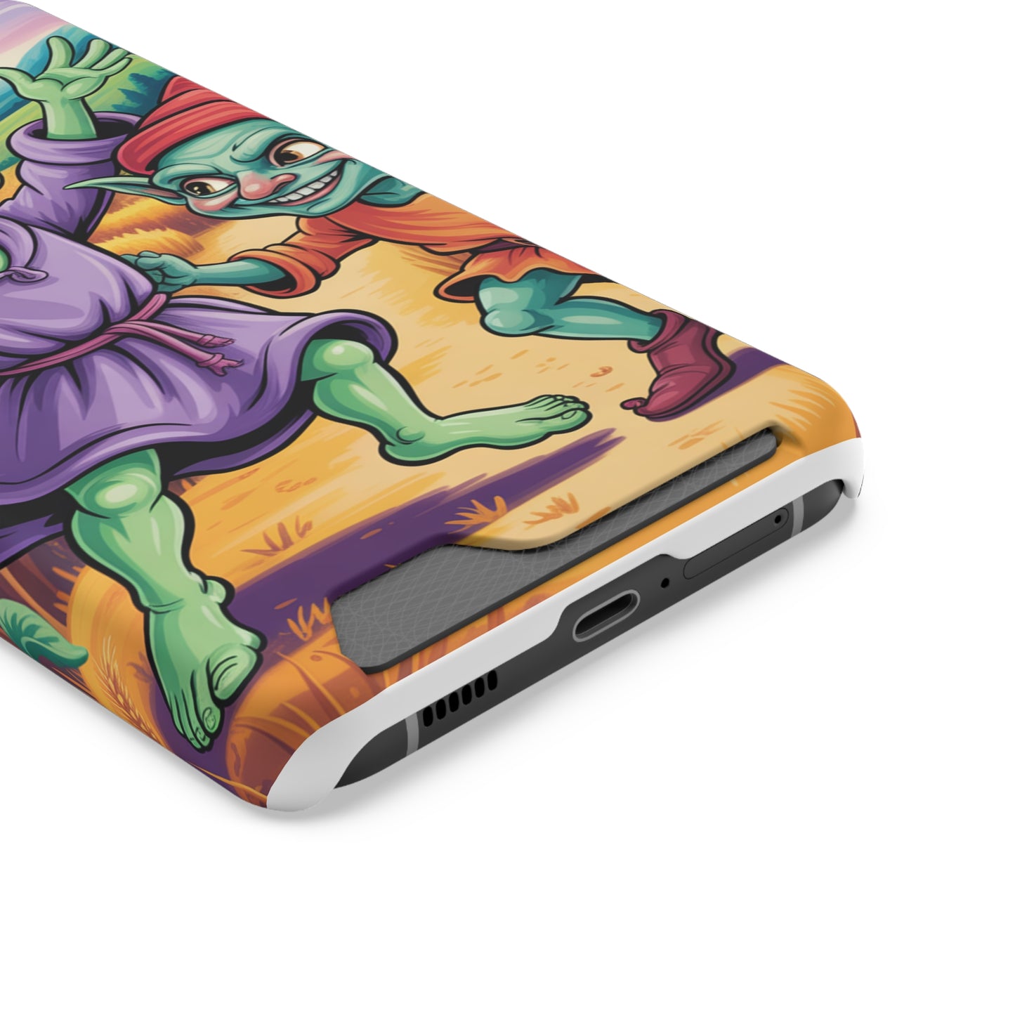 Playful Alien Phone Case with Card Holder | Cute Green Characters | Gift for Kids, Sci-Fi Fanatic, Birthday Fun, Unique Design
