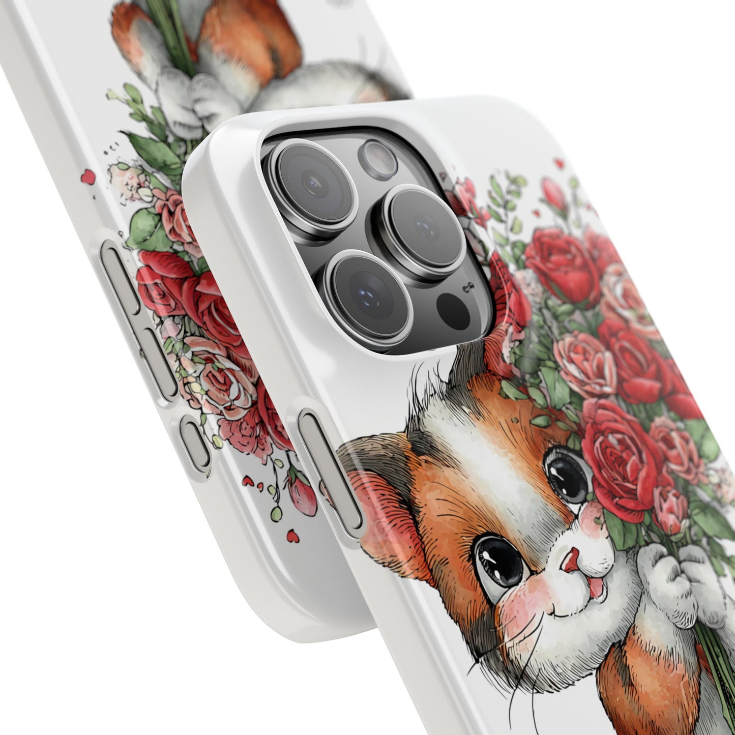 Cute Cat Snap Case with Floral Design, Pet Lovers Gift, Phone Protector for Valentine's Day, Cute Kitty Case, Animal Art Cover