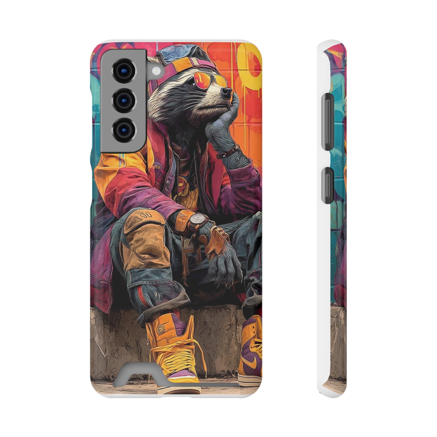 Stylish Phone Case With Card Holder, Trendy Mobile Accessory, Urban Art, Perfect Gift for Teens, Cool Gadget for Everyday Use