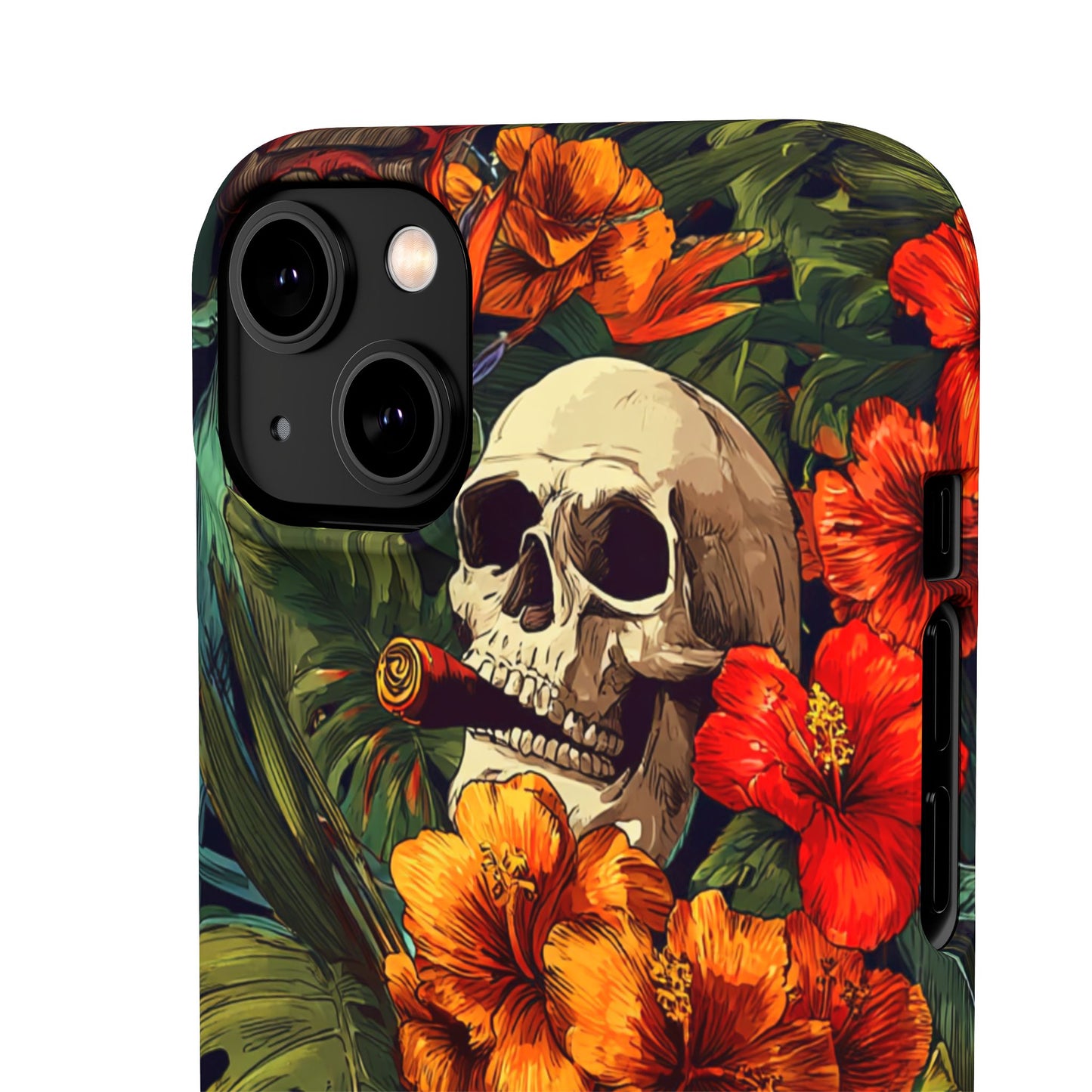 Tropical Skull Phone Case - Vibrant Floral Design, Skull Case for iPhone, Unique Tropical Art, Gift for Beach Lovers, Halloween Decor