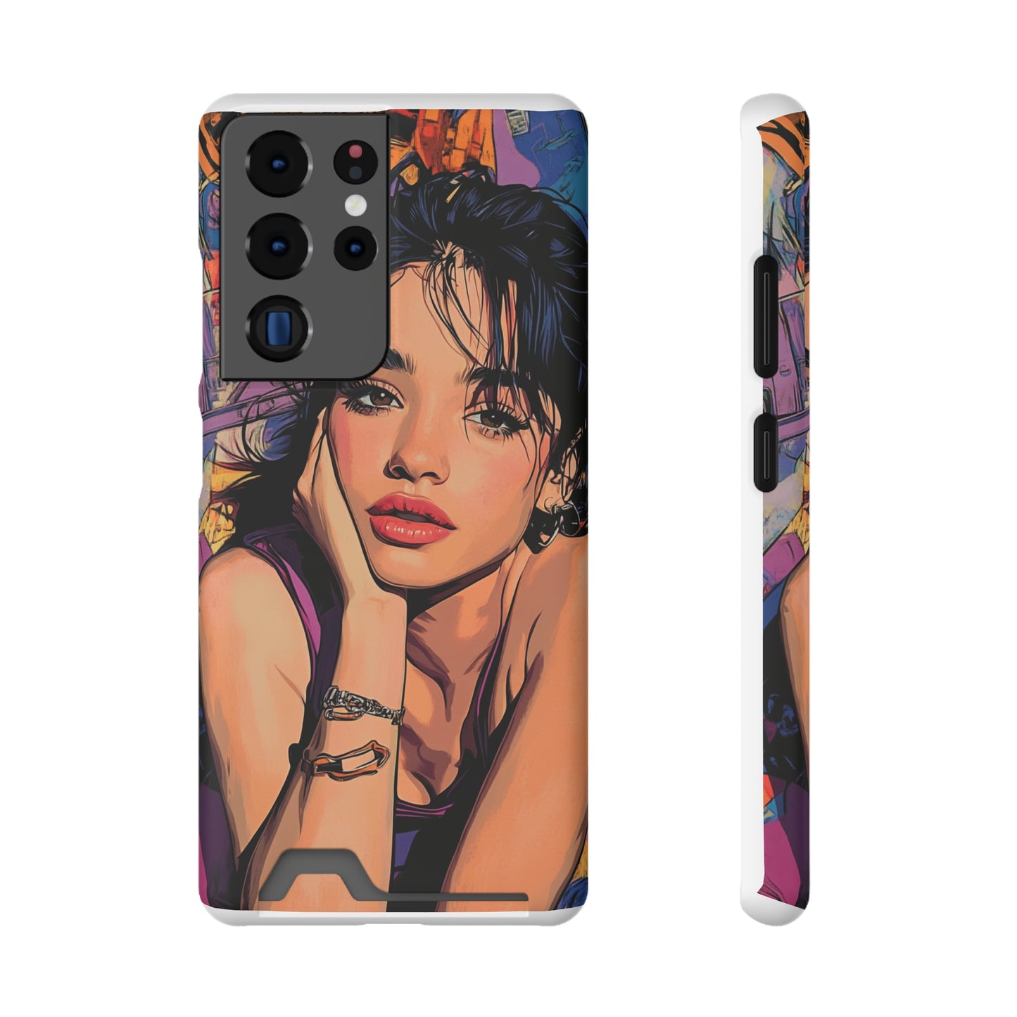 Vibrant Phone Case with Card Holder - Artistic Design for Fashion Lovers, Perfect Gift for Birthdays, Holidays, and Everyday Use