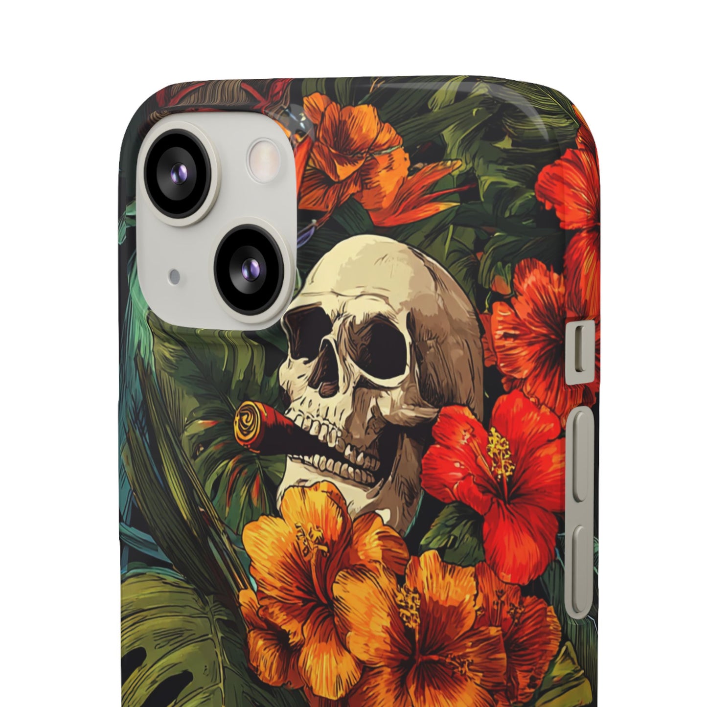 Tropical Skull Phone Case - Vibrant Floral Design, Skull Case for iPhone, Unique Tropical Art, Gift for Beach Lovers, Halloween Decor