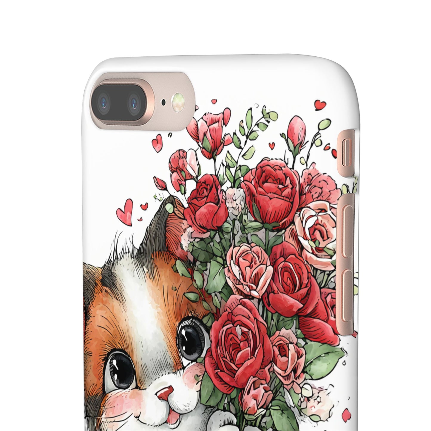 Cute Cat Snap Case with Floral Design, Pet Lovers Gift, Phone Protector for Valentine's Day, Cute Kitty Case, Animal Art Cover