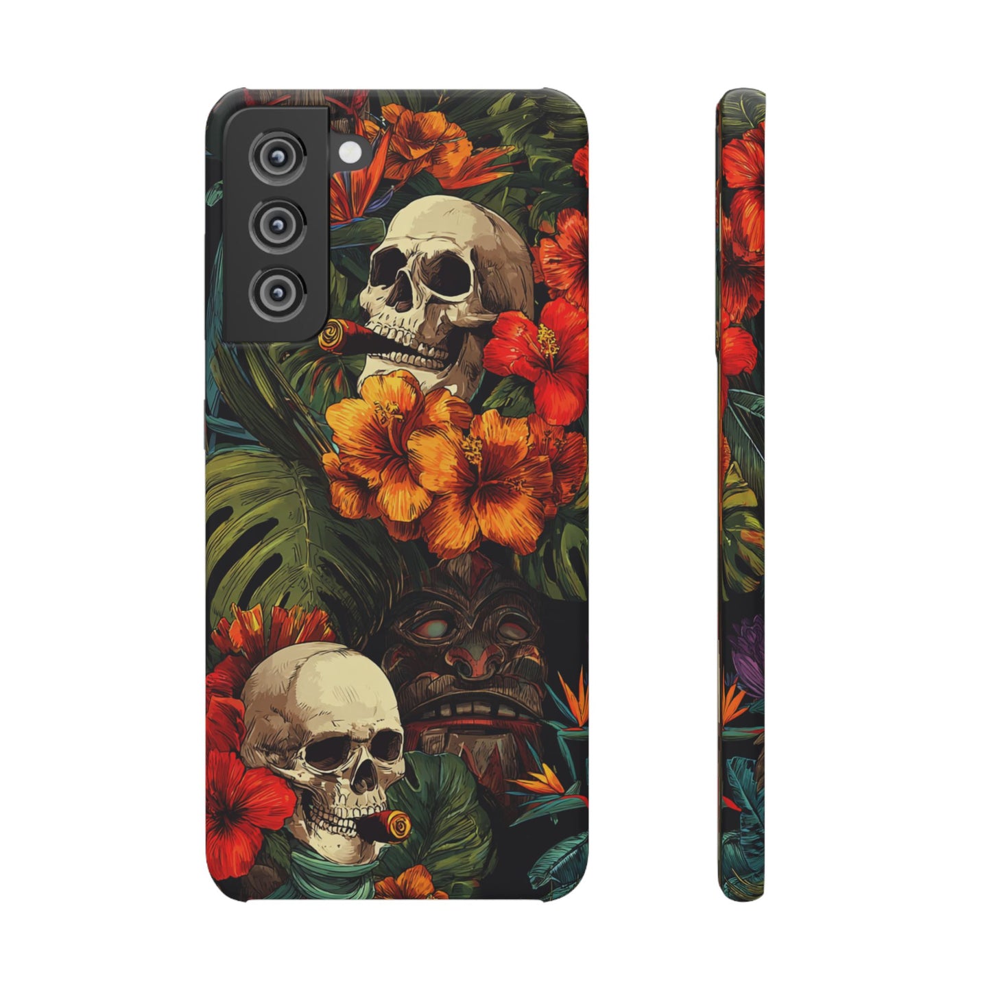 Tropical Skull Phone Case - Vibrant Floral Design, Skull Case for iPhone, Unique Tropical Art, Gift for Beach Lovers, Halloween Decor