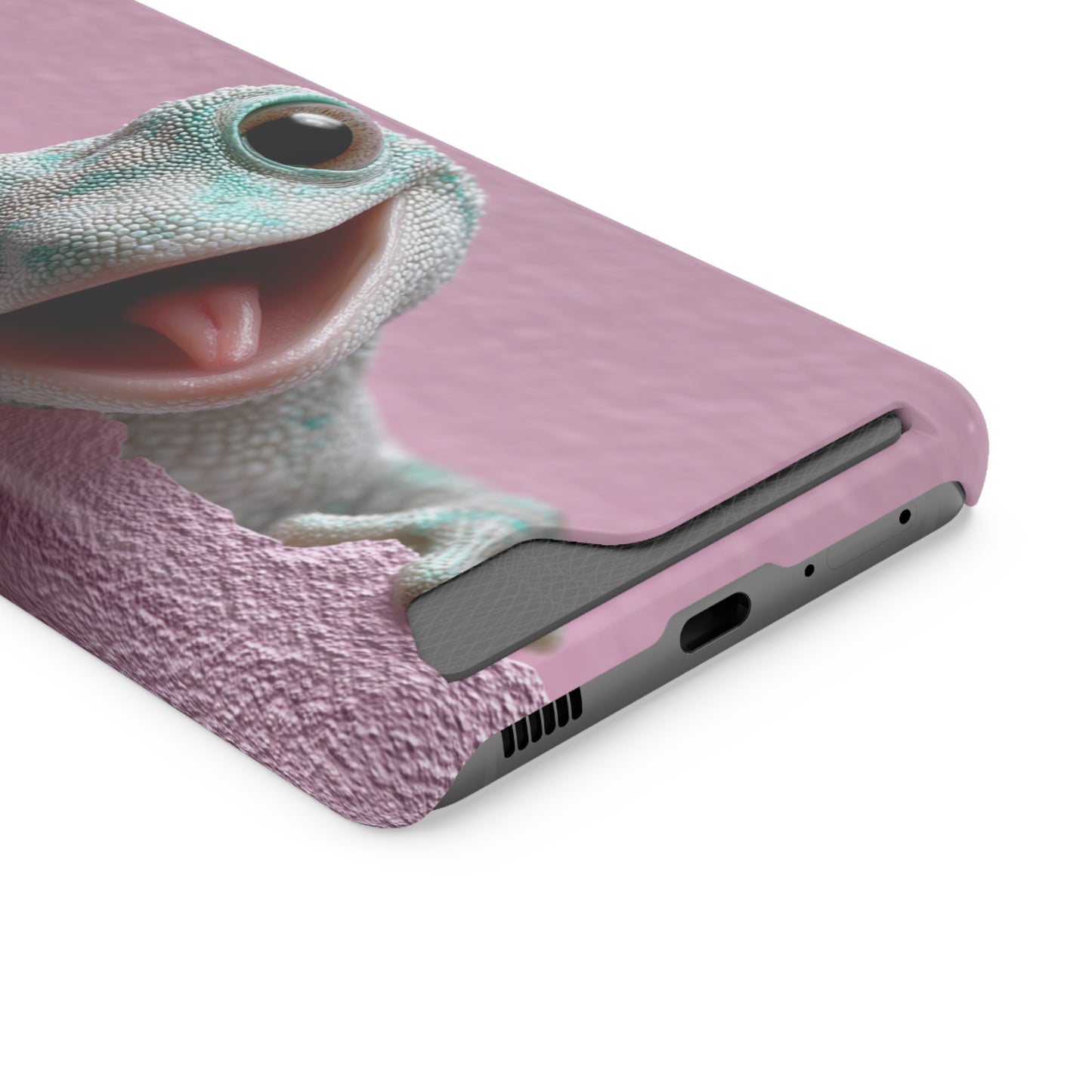 Fun Gecko Phone Case with Card Holder, Cute Cell Phone Accessory, Animal Lover Gift, Party Favor, Unique Phone Cover