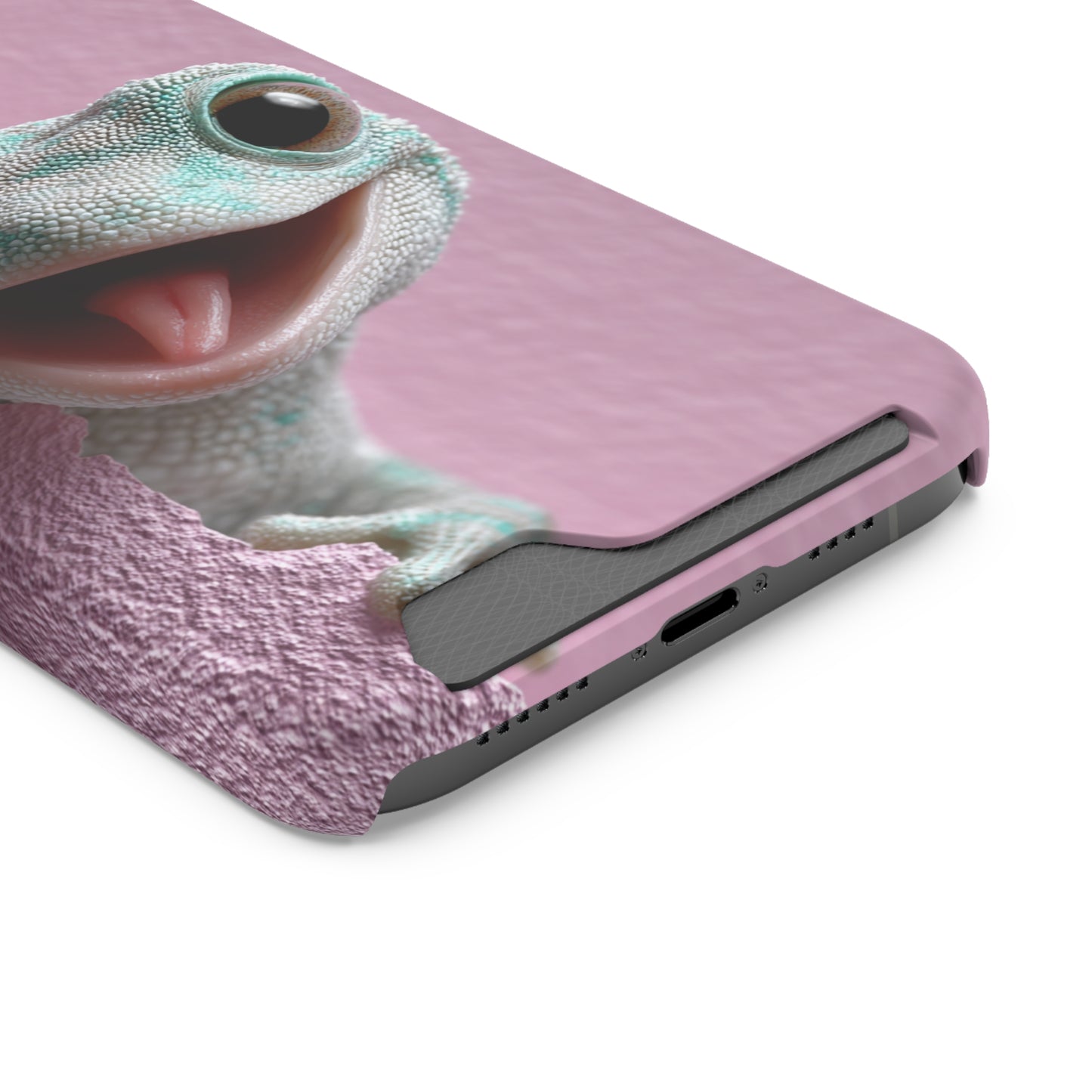 Fun Gecko Phone Case with Card Holder, Cute Cell Phone Accessory, Animal Lover Gift, Party Favor, Unique Phone Cover
