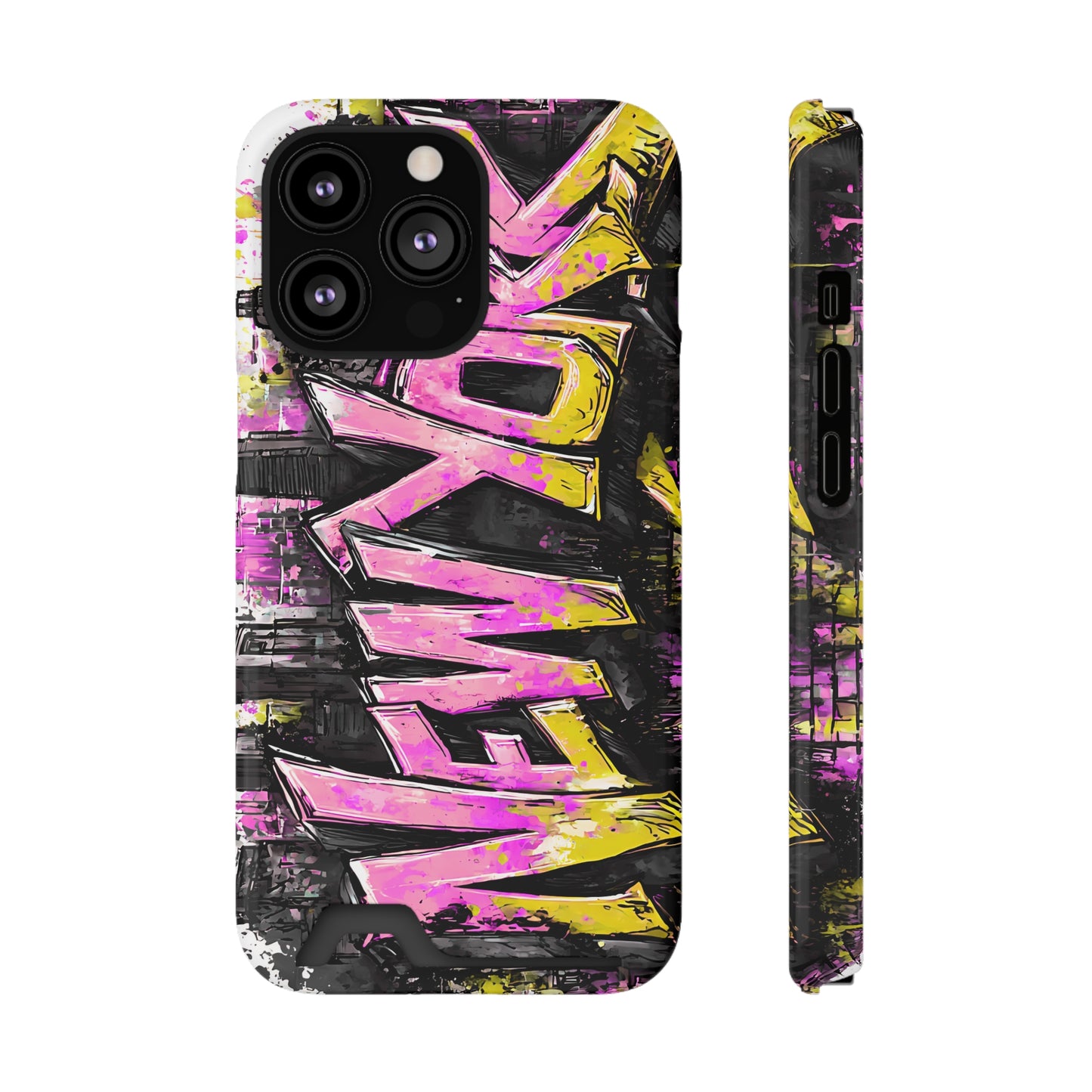 Urban Graffiti Phone Case with Card Holder, NY Street Art Phone Protection, Trendy Accessory, Gifts for City Lovers, Unique Tech Gift