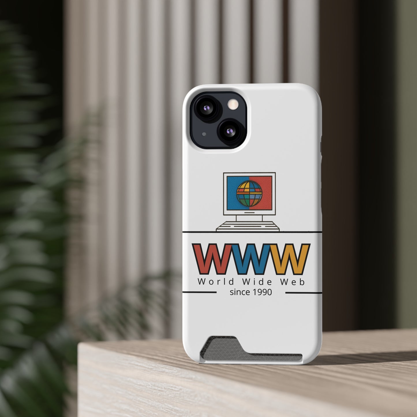 Retro Phone Case with Card Holder - World Wide Web Design, Geek Gift, Tech Accessory, Vintage Style, Personalized Phone Cover