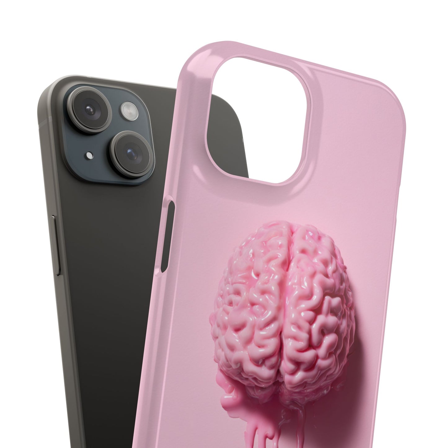Slim Cases, Brain Design Phone Case With Card Holder, Cute Tech Accessory, Unique Gift for Students, Stylish Phone Protection, Valentine's