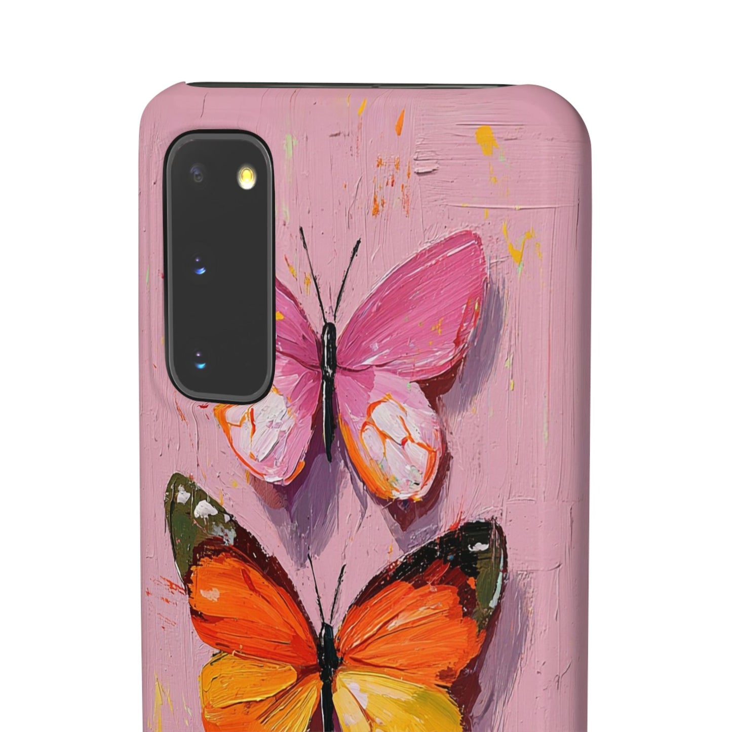 Pink Butterfly Snap Case Cover For iPhone and Samsung