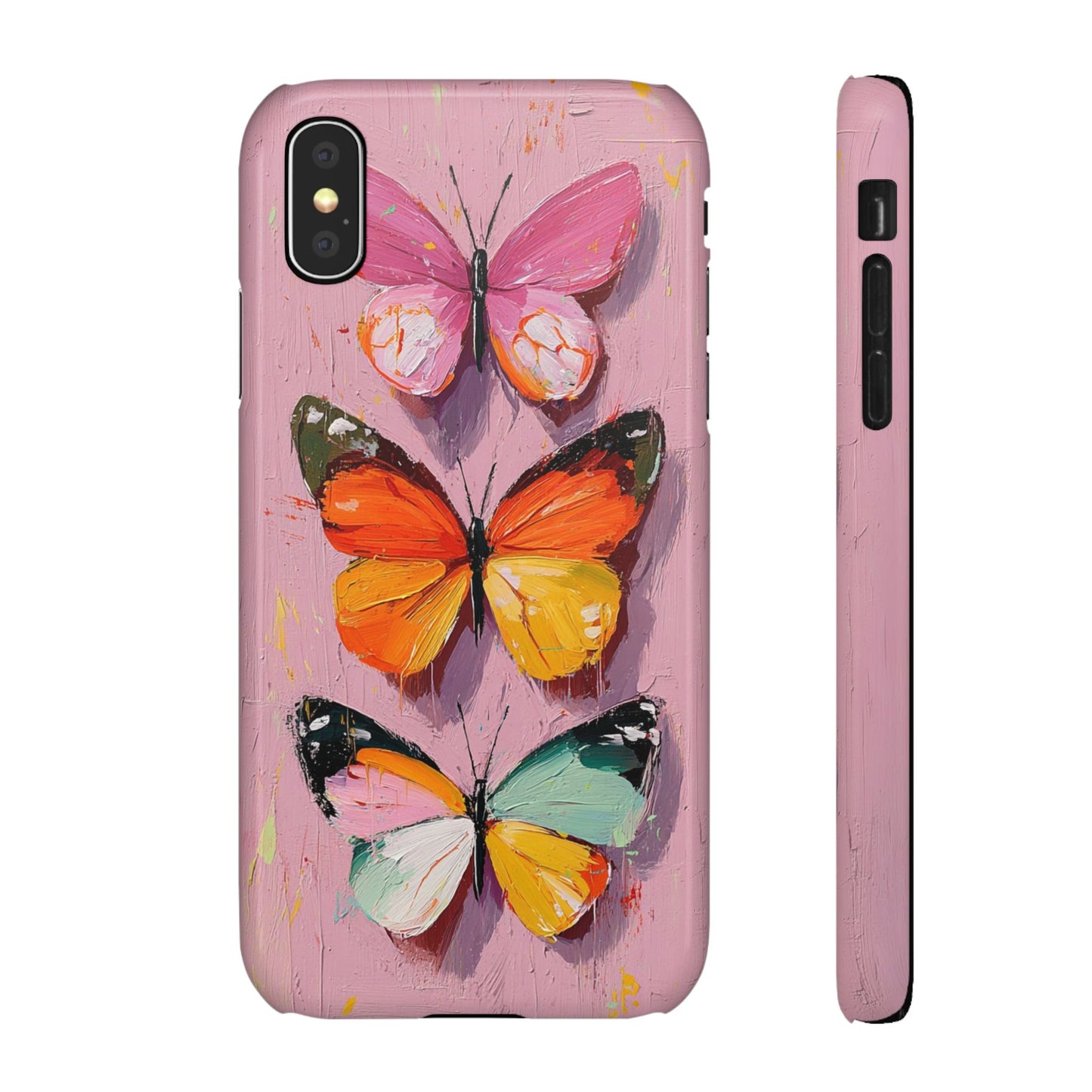 Pink Butterfly Snap Case Cover For iPhone and Samsung