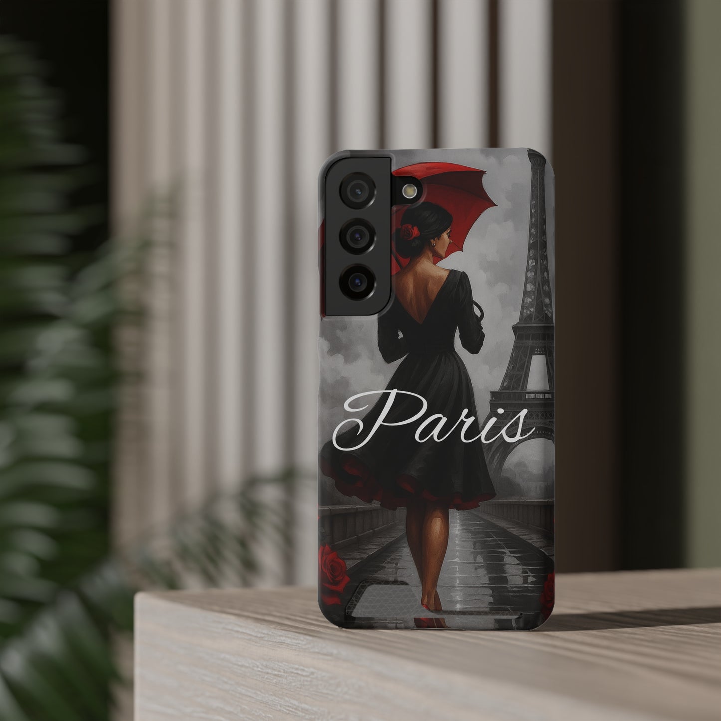 Elegant Parisian Phone Case with Card Holder, Stylish Gift for Travelers, Chic Accessory, Paris-themed, Practical Tech Holder