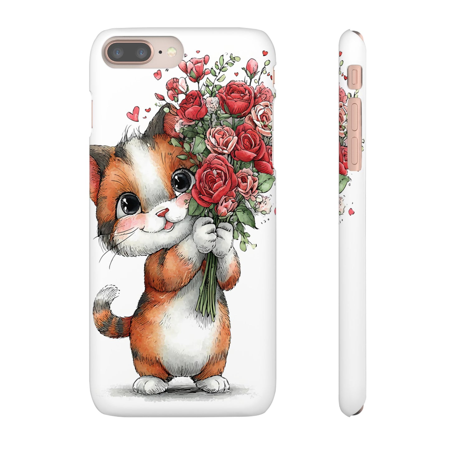 Cute Cat Snap Case with Floral Design, Pet Lovers Gift, Phone Protector for Valentine's Day, Cute Kitty Case, Animal Art Cover