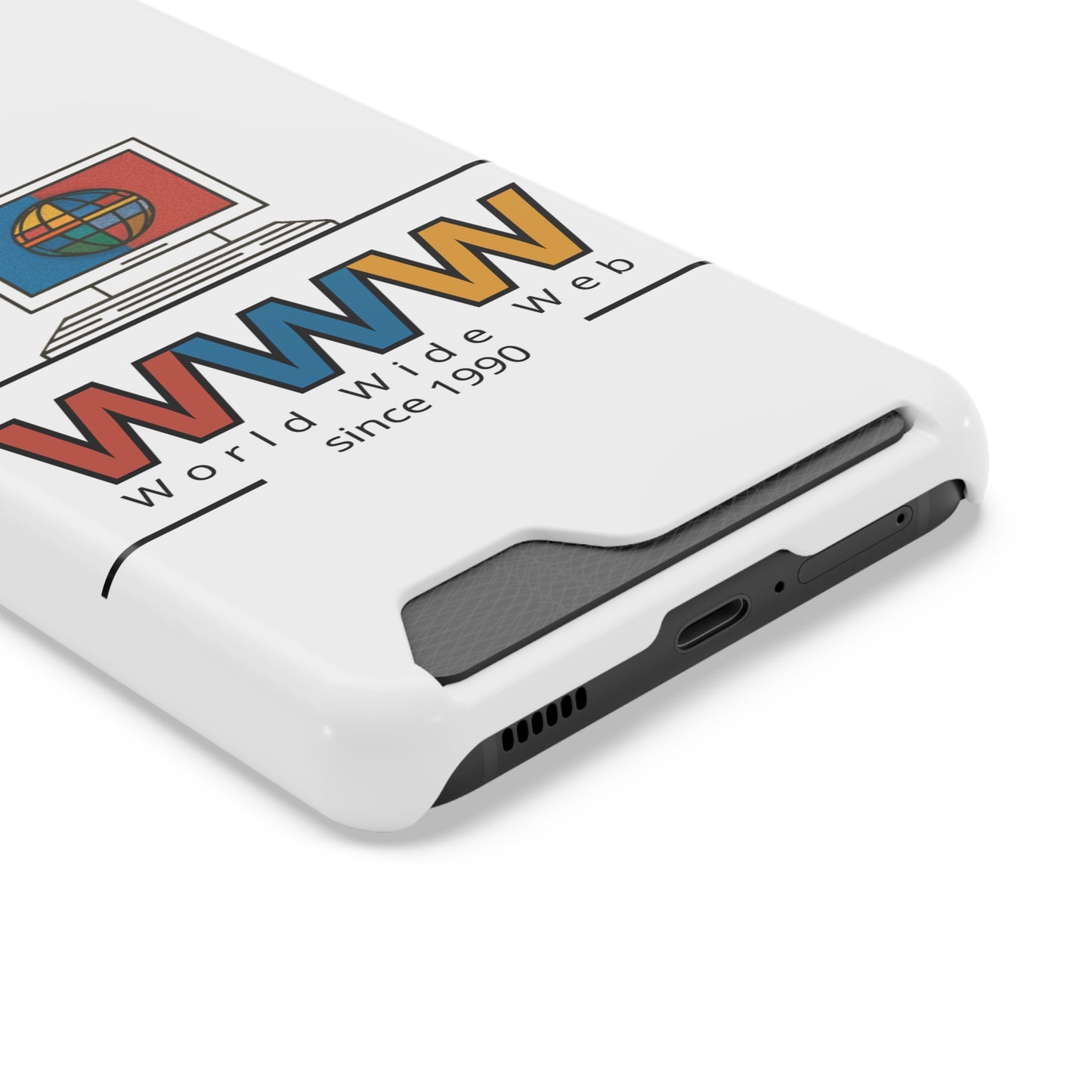 Retro Phone Case with Card Holder - World Wide Web Design, Geek Gift, Tech Accessory, Vintage Style, Personalized Phone Cover
