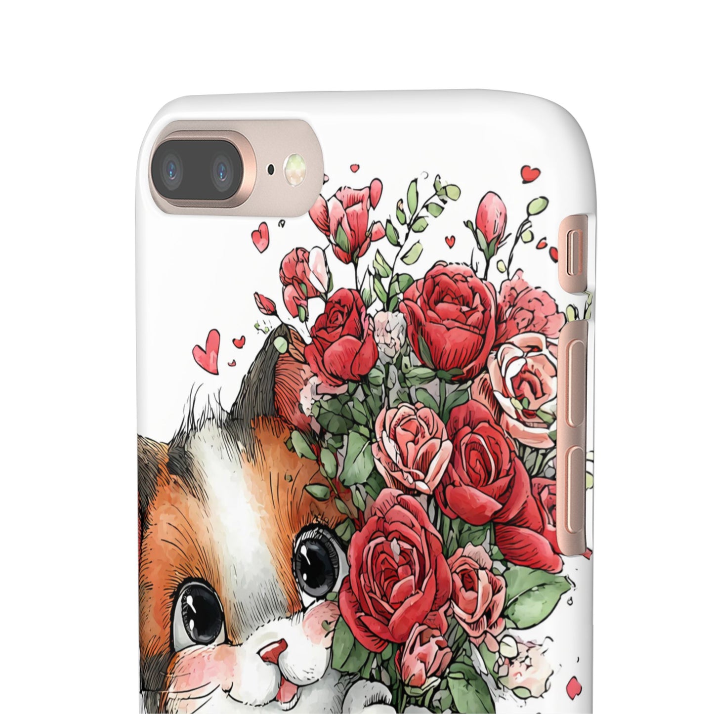 Cute Cat Snap Case with Floral Design, Pet Lovers Gift, Phone Protector for Valentine's Day, Cute Kitty Case, Animal Art Cover