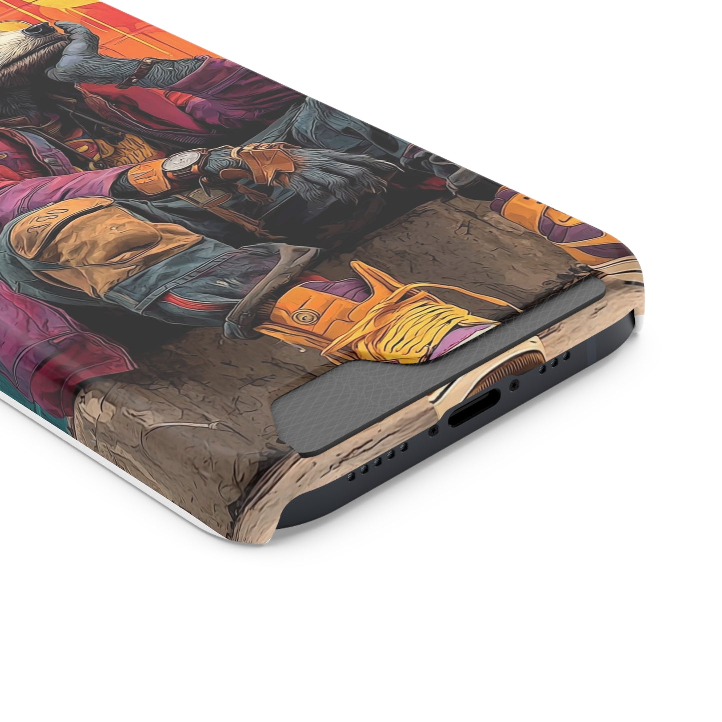 Stylish Phone Case With Card Holder, Trendy Mobile Accessory, Urban Art, Perfect Gift for Teens, Cool Gadget for Everyday Use