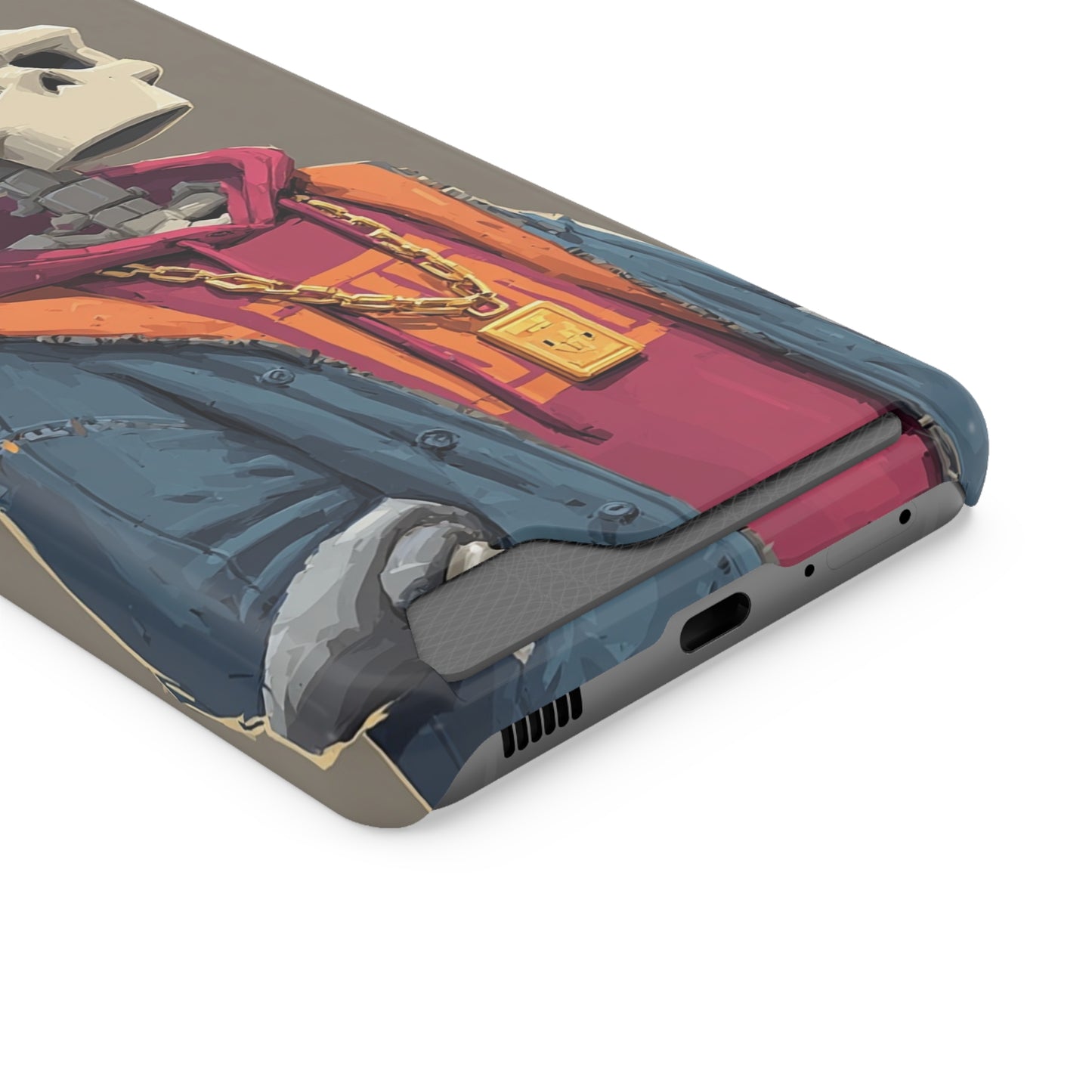Stylish Skeleton Phone Case with Card Holder, Trendy Skull Case, Unique Gift for Tech Lovers, Halloween Decor, Everyday Use