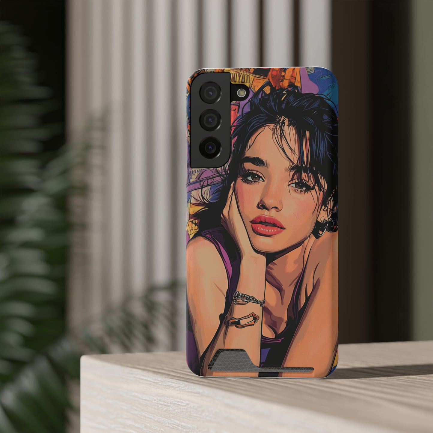 Vibrant Phone Case with Card Holder - Artistic Design for Fashion Lovers, Perfect Gift for Birthdays, Holidays, and Everyday Use