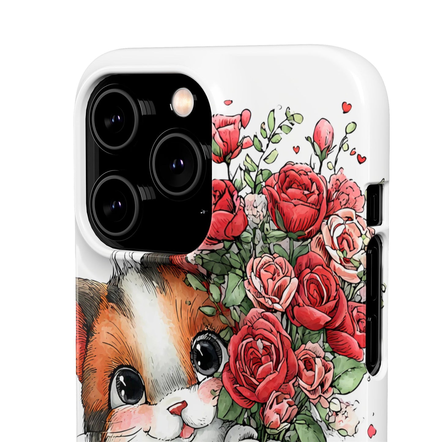 Cute Cat Snap Case with Floral Design, Pet Lovers Gift, Phone Protector for Valentine's Day, Cute Kitty Case, Animal Art Cover