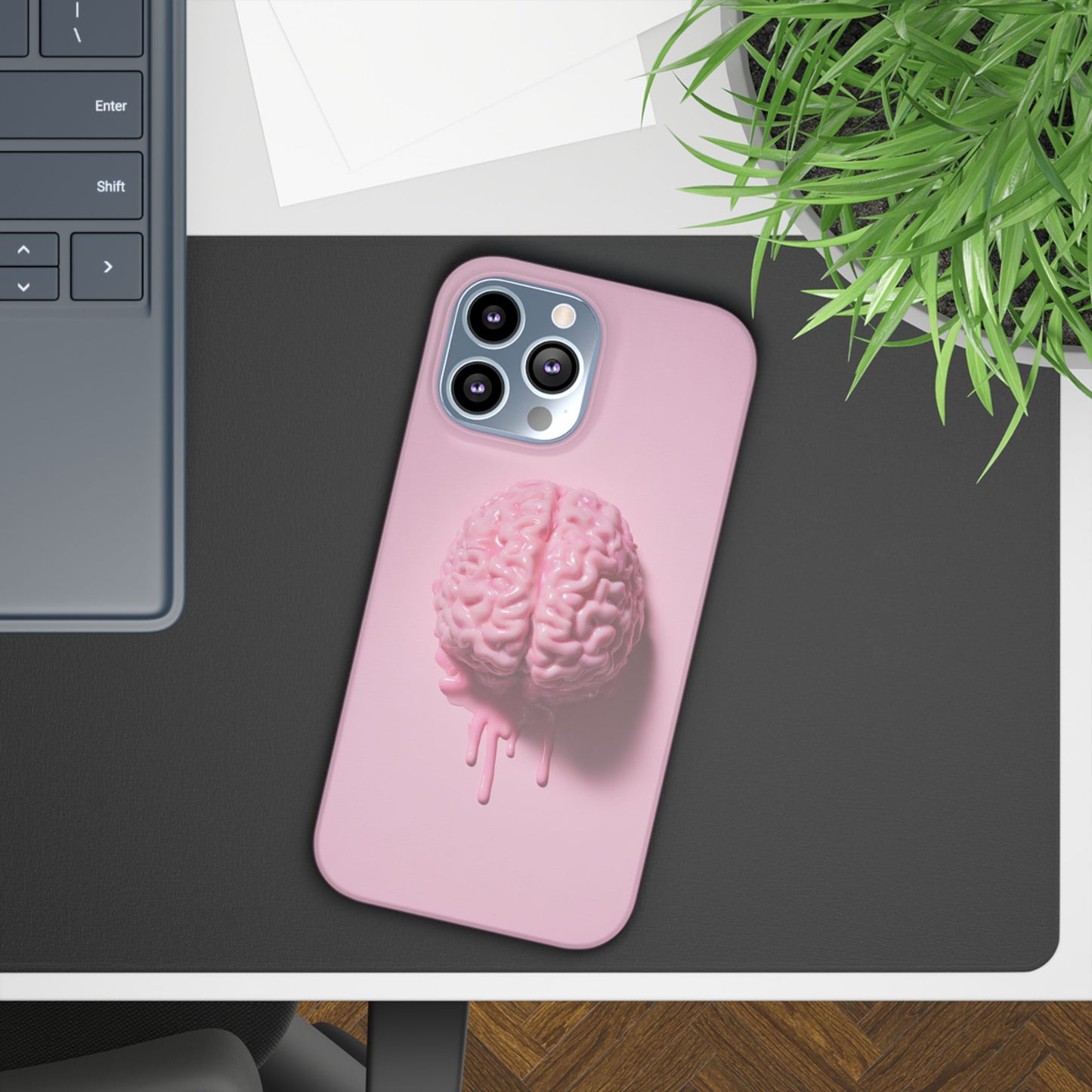 Slim Cases, Brain Design Phone Case With Card Holder, Cute Tech Accessory, Unique Gift for Students, Stylish Phone Protection, Valentine's