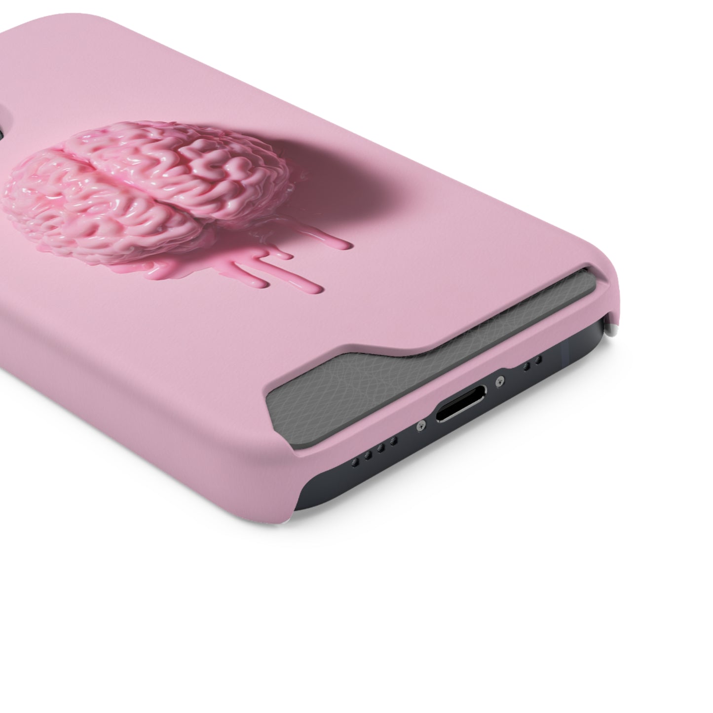 Brain Design Phone Case With Card Holder, Cute Tech Accessory, Unique Gift for Students, Stylish Phone Protection, Valentine's Day, Birthday