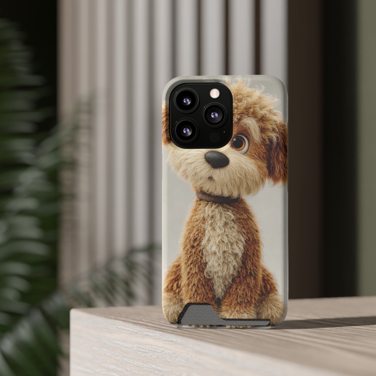 Cute Dog Phone Case With Card Holder, Pet Lover Gift, Stylish Phone Accessory, Dog-Themed Phone Cover, Animal Aesthetic
