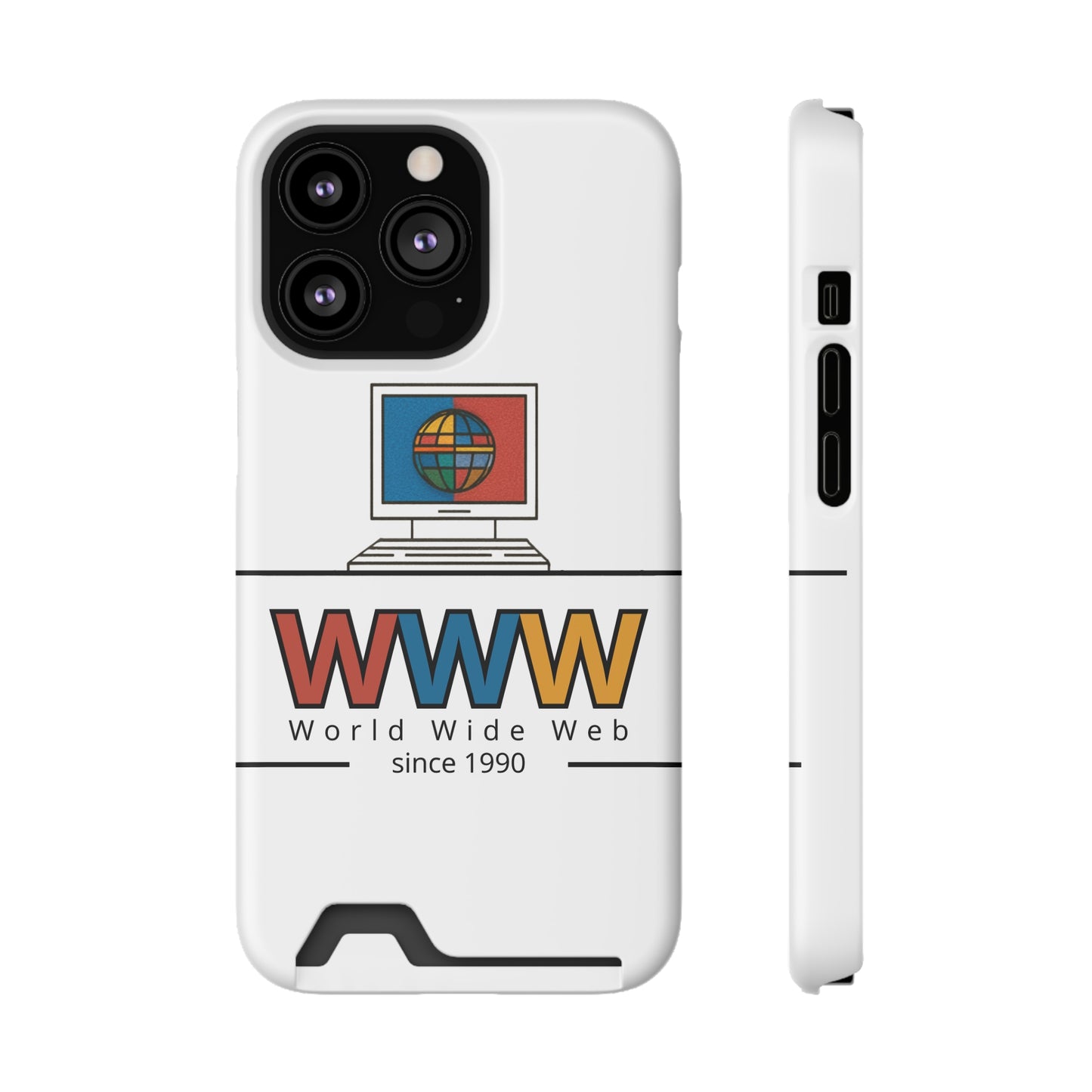 Retro Phone Case with Card Holder - World Wide Web Design, Geek Gift, Tech Accessory, Vintage Style, Personalized Phone Cover