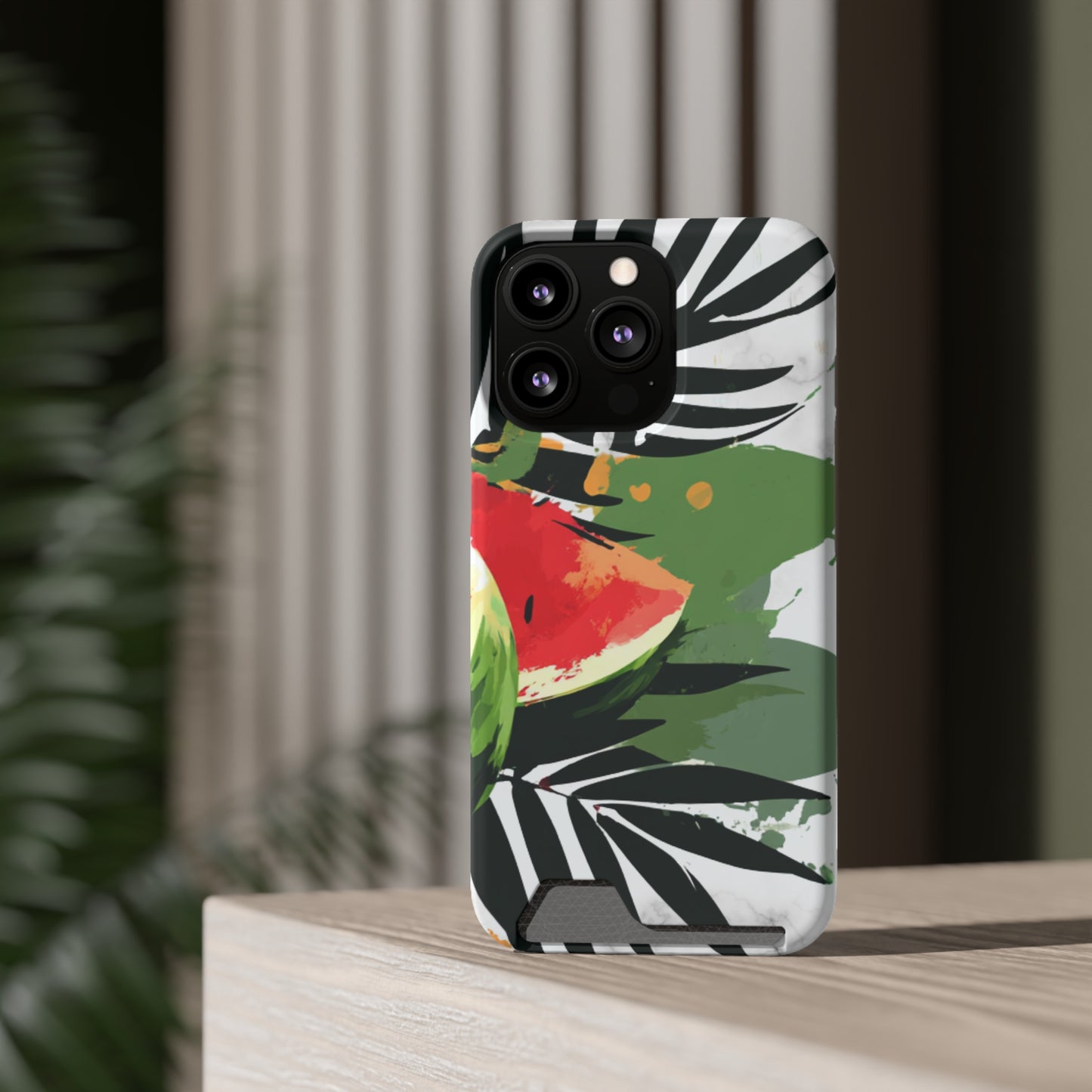Tropical Phone Case with Card Holder, Floral Smartphone Cover, Summery Accessory, Gift for Beach Lovers, Vacation Essentials