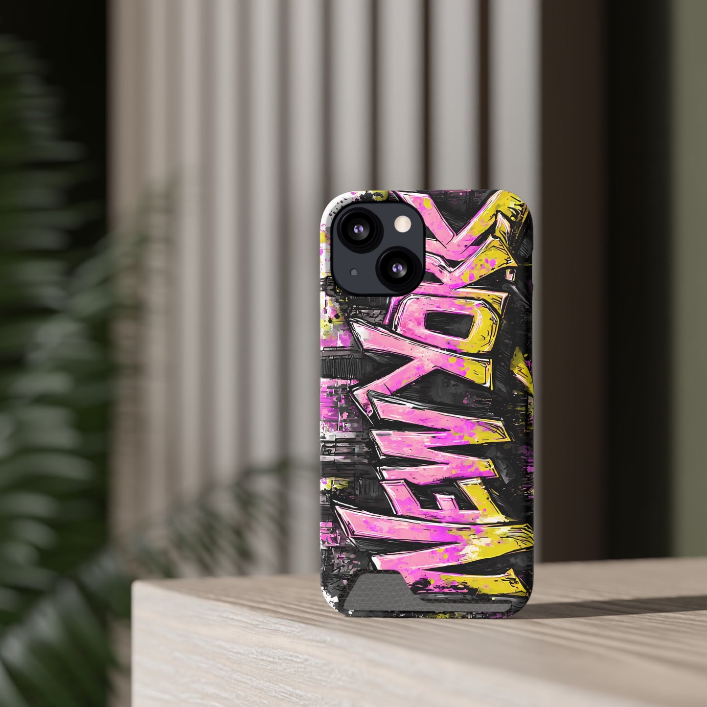 Urban Graffiti Phone Case with Card Holder, NY Street Art Phone Protection, Trendy Accessory, Gifts for City Lovers, Unique Tech Gift