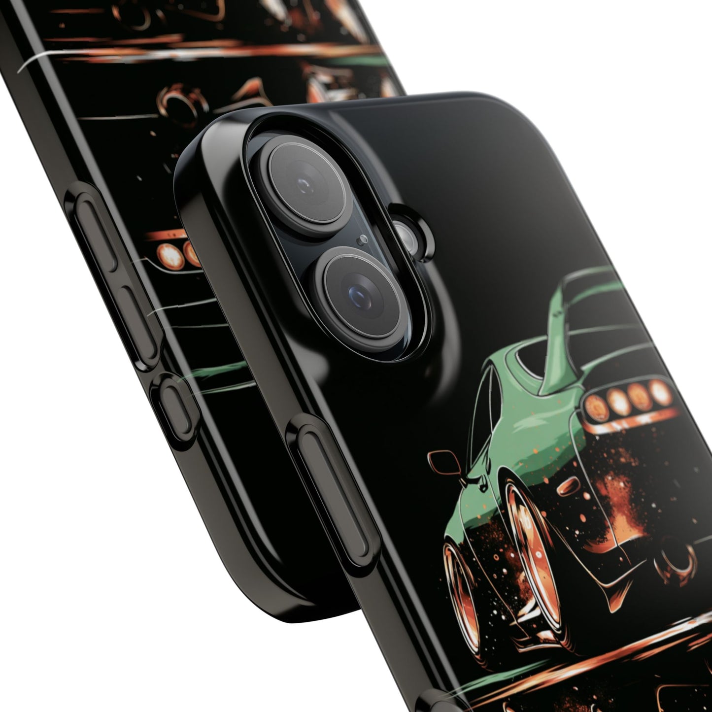 Polycarbonate snap phone case featuring full-wrap green Toyota Supra MK4 JDM artwork