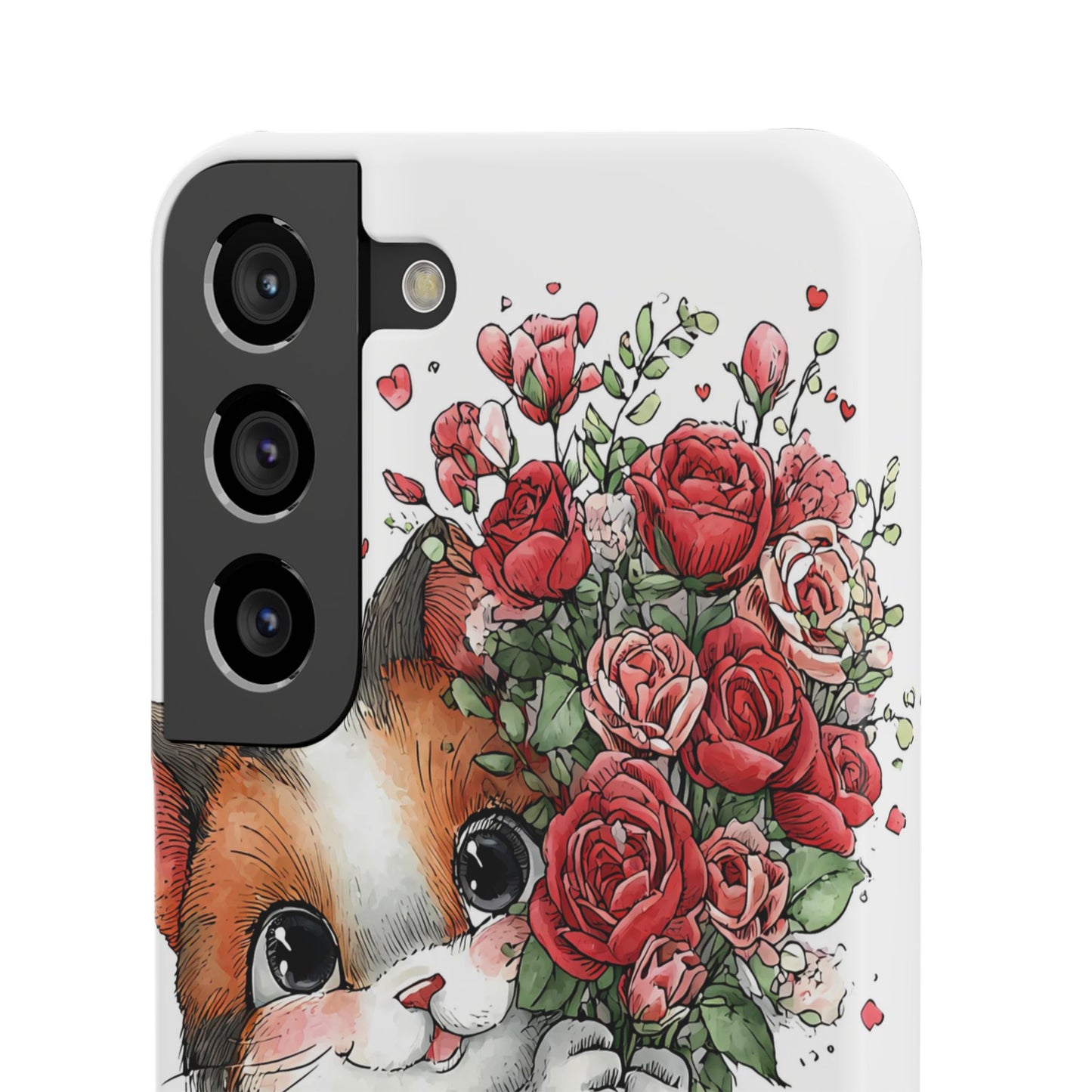 Cute Cat Snap Case with Floral Design, Pet Lovers Gift, Phone Protector for Valentine's Day, Cute Kitty Case, Animal Art Cover