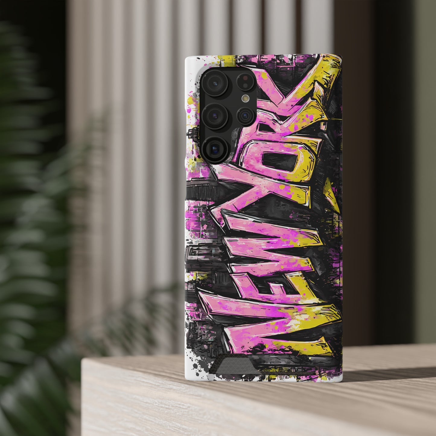 Urban Graffiti Phone Case with Card Holder, NY Street Art Phone Protection, Trendy Accessory, Gifts for City Lovers, Unique Tech Gift
