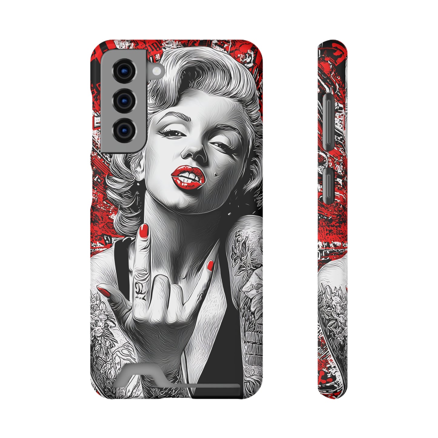Bold Marilyn Monroe Phone Case with Card Holder, Stylish Phone Cover, Unique Gift for Her, Pop Culture Accessory, Modern Art Decor