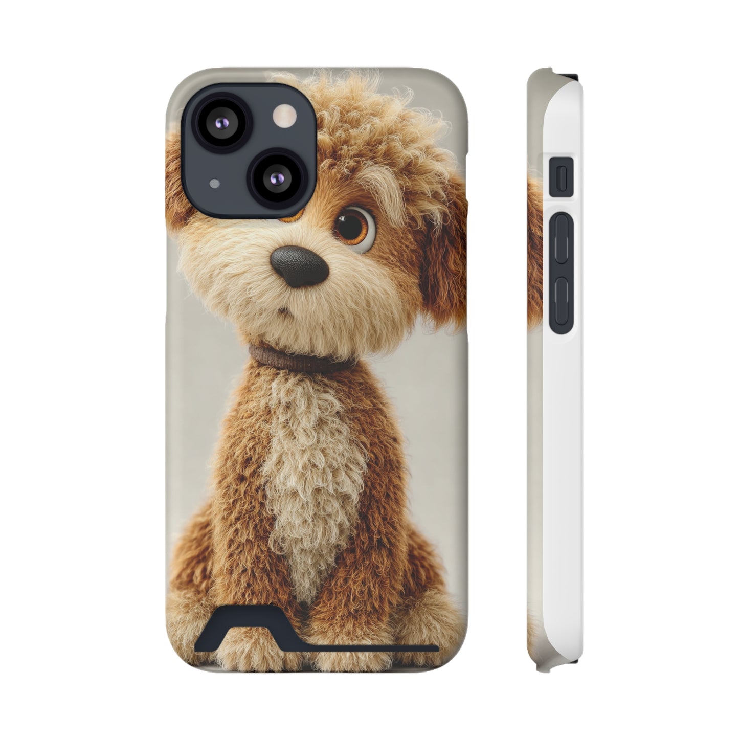 Cute Dog Phone Case With Card Holder, Pet Lover Gift, Stylish Phone Accessory, Dog-Themed Phone Cover, Animal Aesthetic