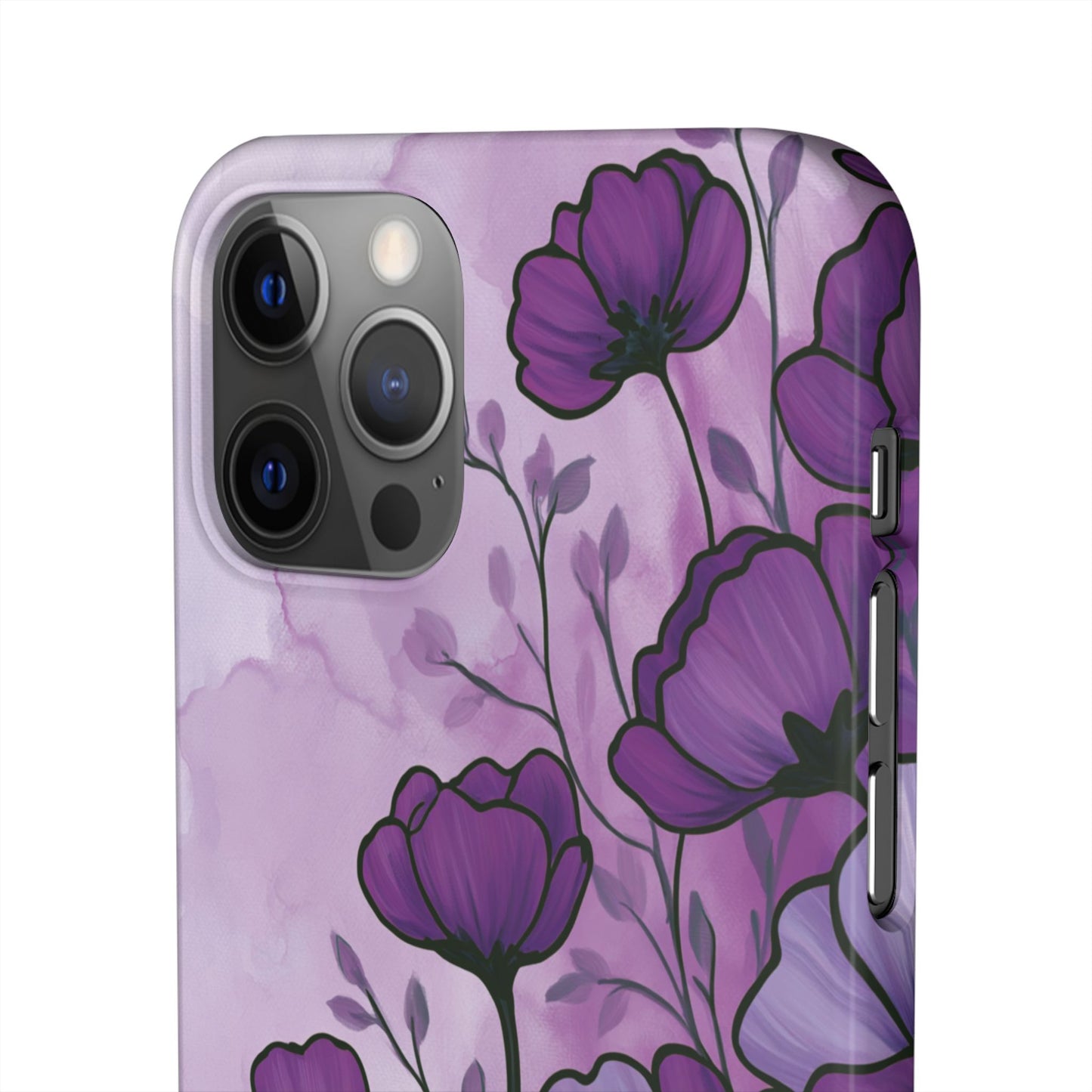Purple Floral Phone Case – Violet Watercolor Poppy Snap Case