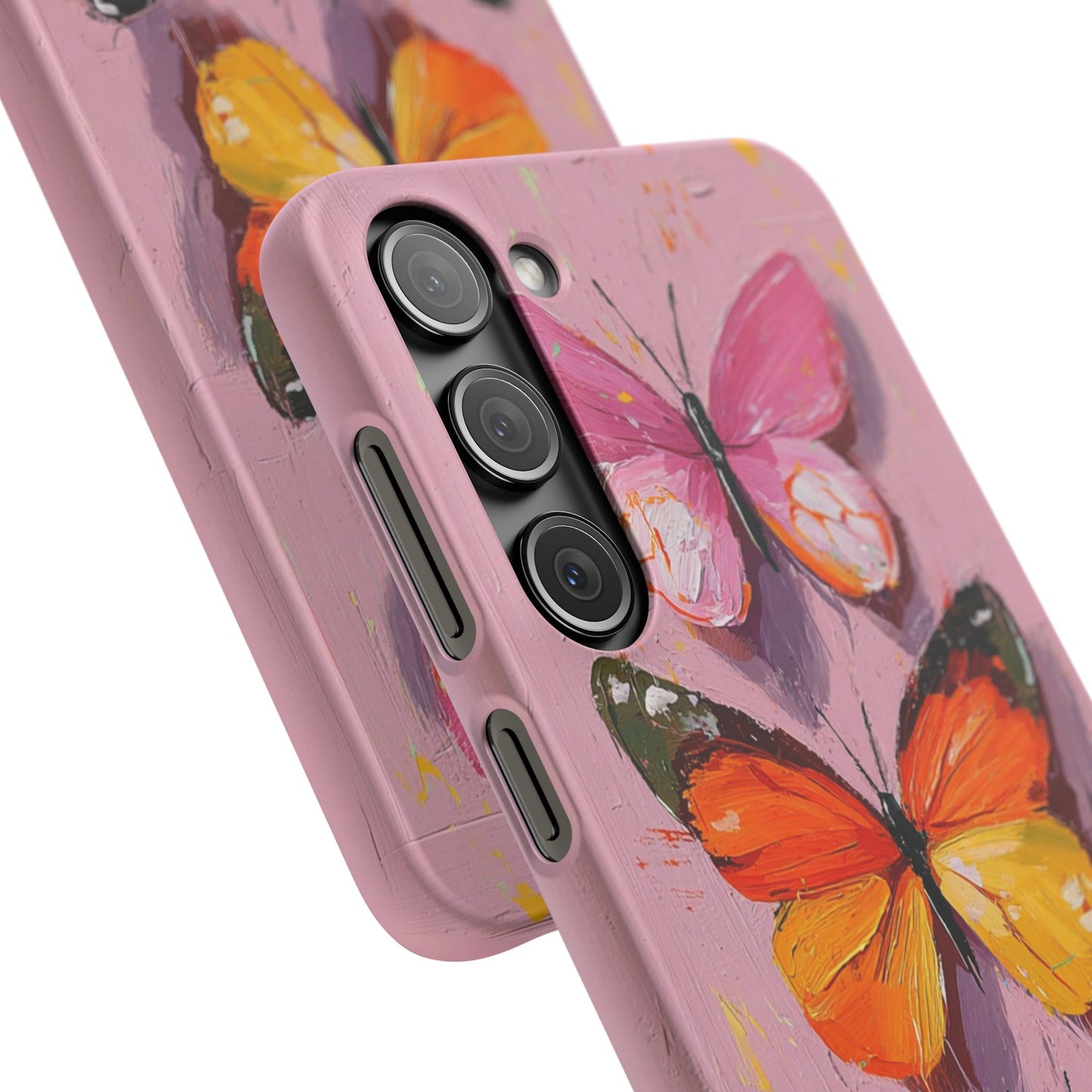Pink Butterfly Snap Case Cover For iPhone and Samsung