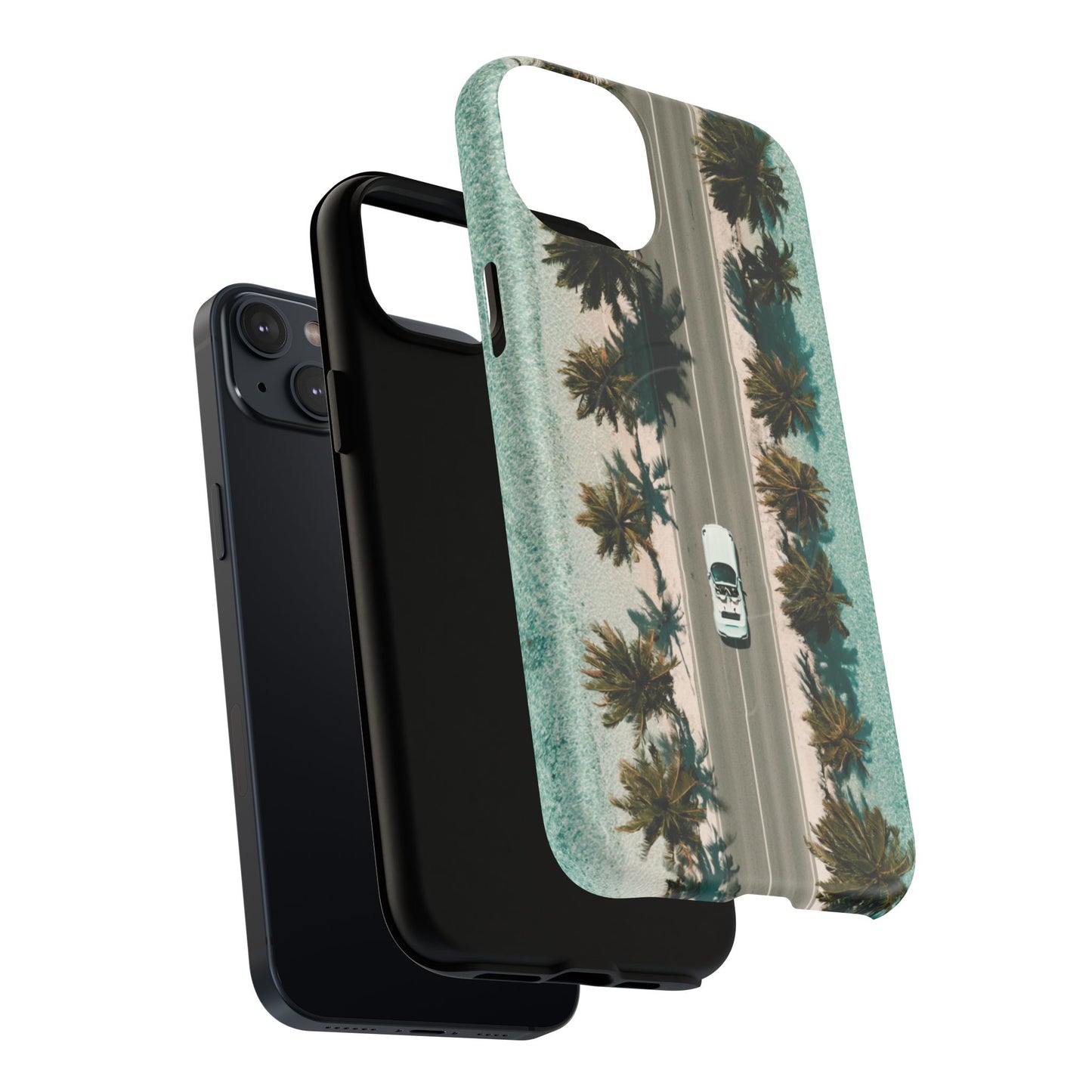 Palm Road Tough Magnetic Phone Case — Coastal Aerial Car Design