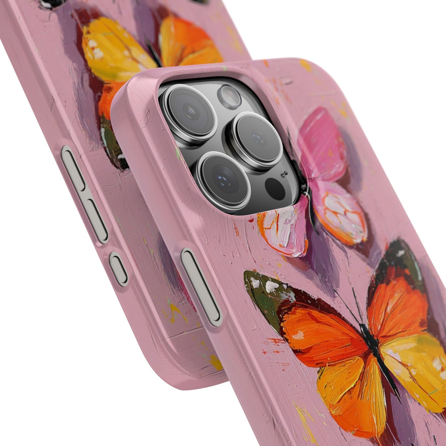 Pink Butterfly Snap Case Cover For iPhone and Samsung